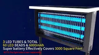 Powerful Solar Bug Zapper Outdoor with 3 LED Tube, Mosquito Zapper Waterproof Poartable Rechargeable