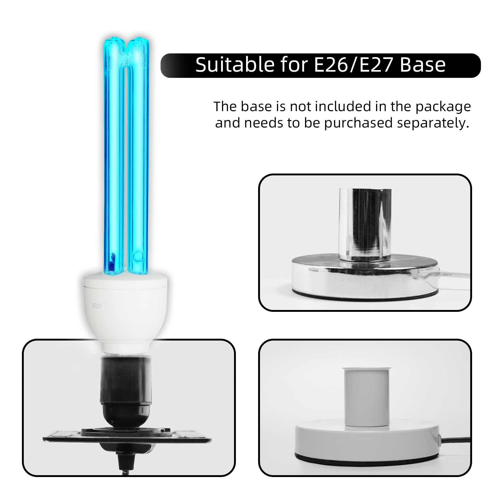 10 Pack 25 Watts UVC Light Bulb Ozone Free, UV Light for Bedroom / Bathroom / Closet / Kitchen, 253.7nm Wavelength Covers up to 400sq.ft, E26 110V CTUV-25
