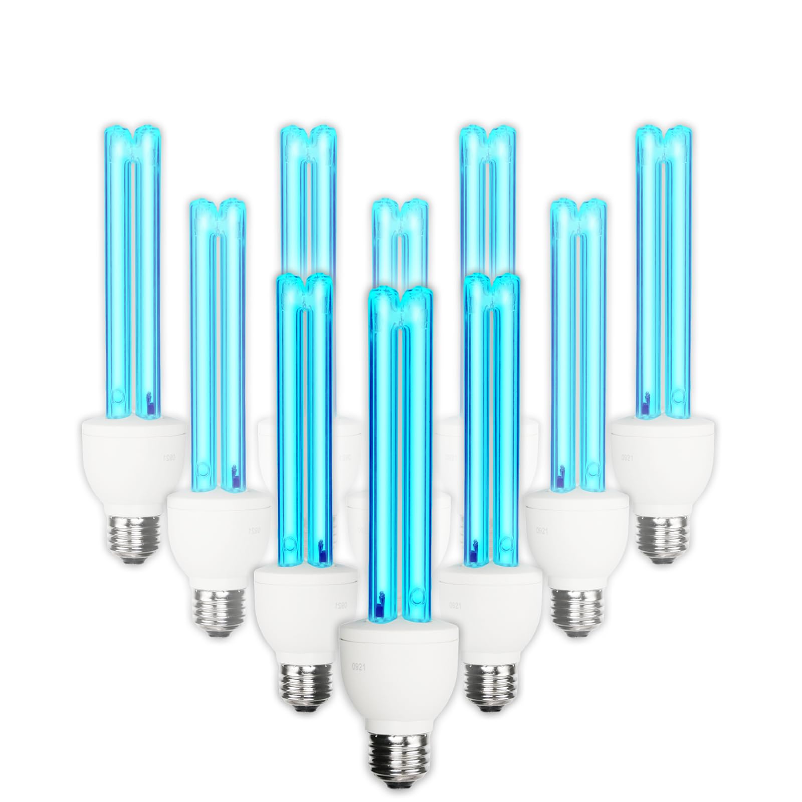 10 Pack 25 Watts UVC Light Bulb Ozone Free, UV Light for Bedroom  Bathroom  Closet  Kitchen, 253.7nm Wavelength Covers up to 400sq.ft, E26 110V CTUV-25
