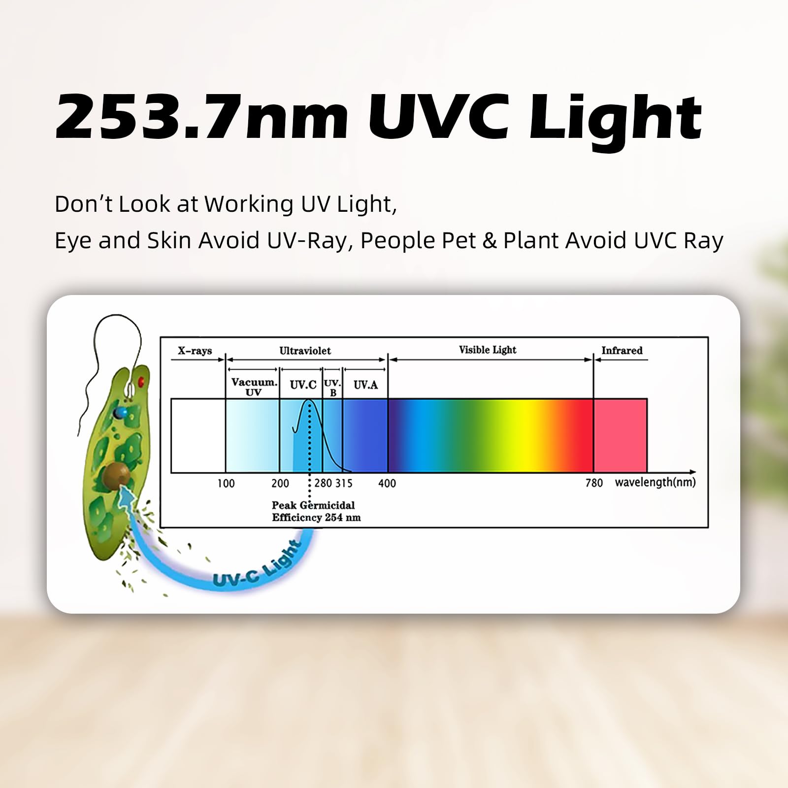 10 Pack 25 Watts UVC Light Bulb Ozone Free, UV Light for Bedroom  Bathroom  Closet  Kitchen, 253.7nm Wavelength Covers up to 400sq.ft, E26 110V CTUV-25