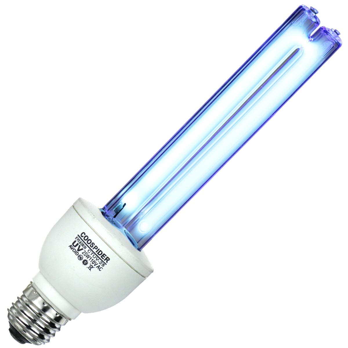 2-PACK Quartz UVC 110V 25W E27/E26 Germicidal CFL Bulb , for Kill Musty / Mold, Covers up to 400sq.ft (Ozone-free CTUV-25)