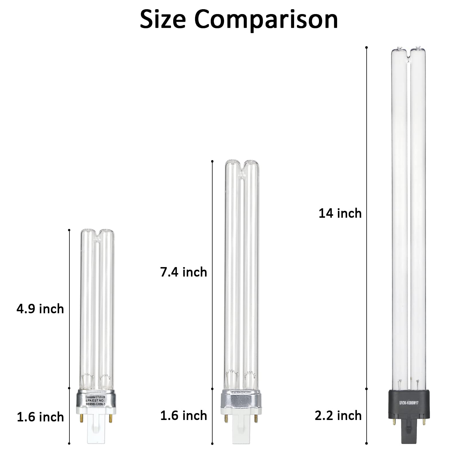 2-Pack Replacement bulb for Coospider HVAC UV-C lamp tube 110V 9W