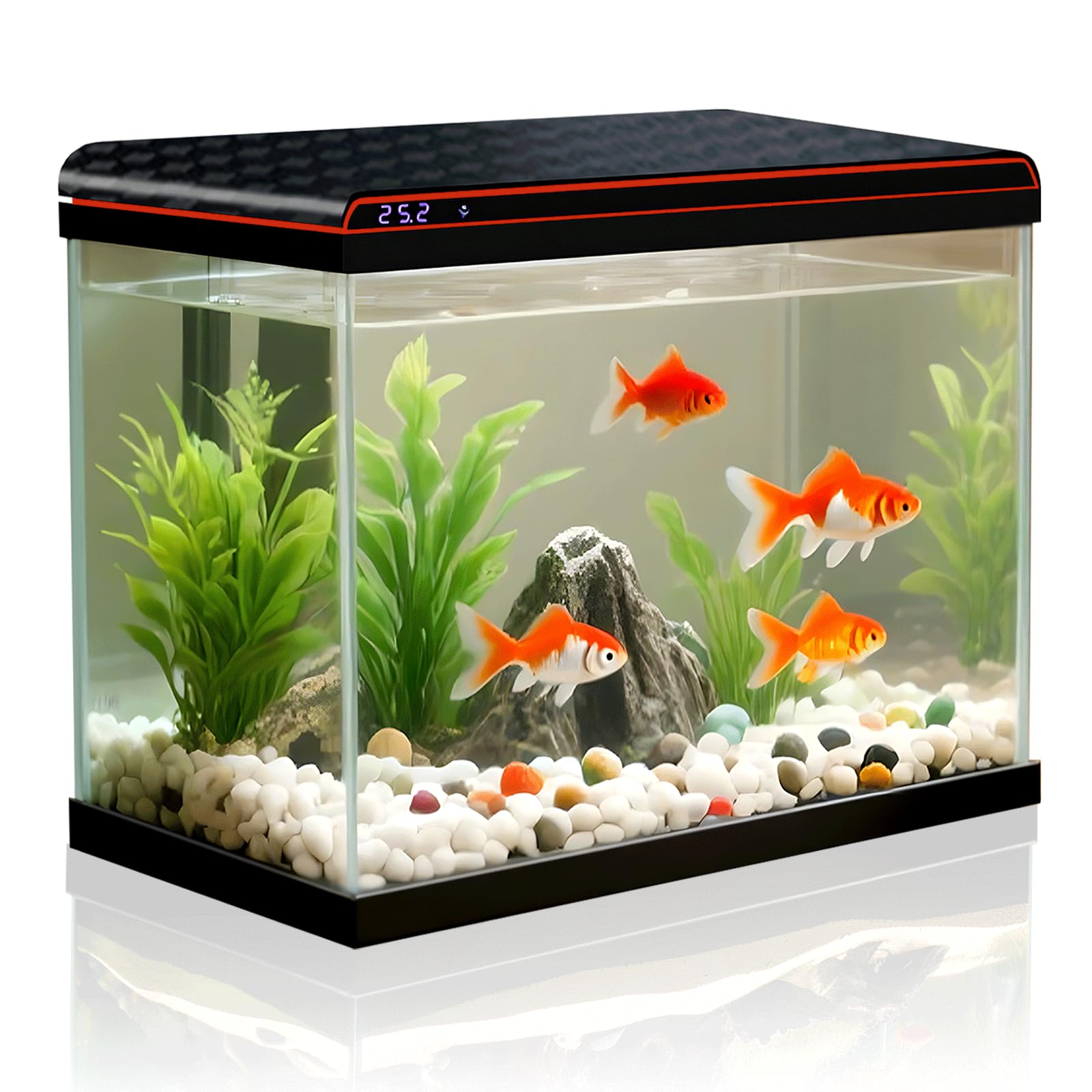 20 Gallon Fish Tank, Large Smart Aquarium with Self-Cleaning Pump 3 Color Lights Water Temperature Detection System, Smart Fish Tank for Betta Shrimp Guppy Goldfish Beta, Home Decor Gift with Tank