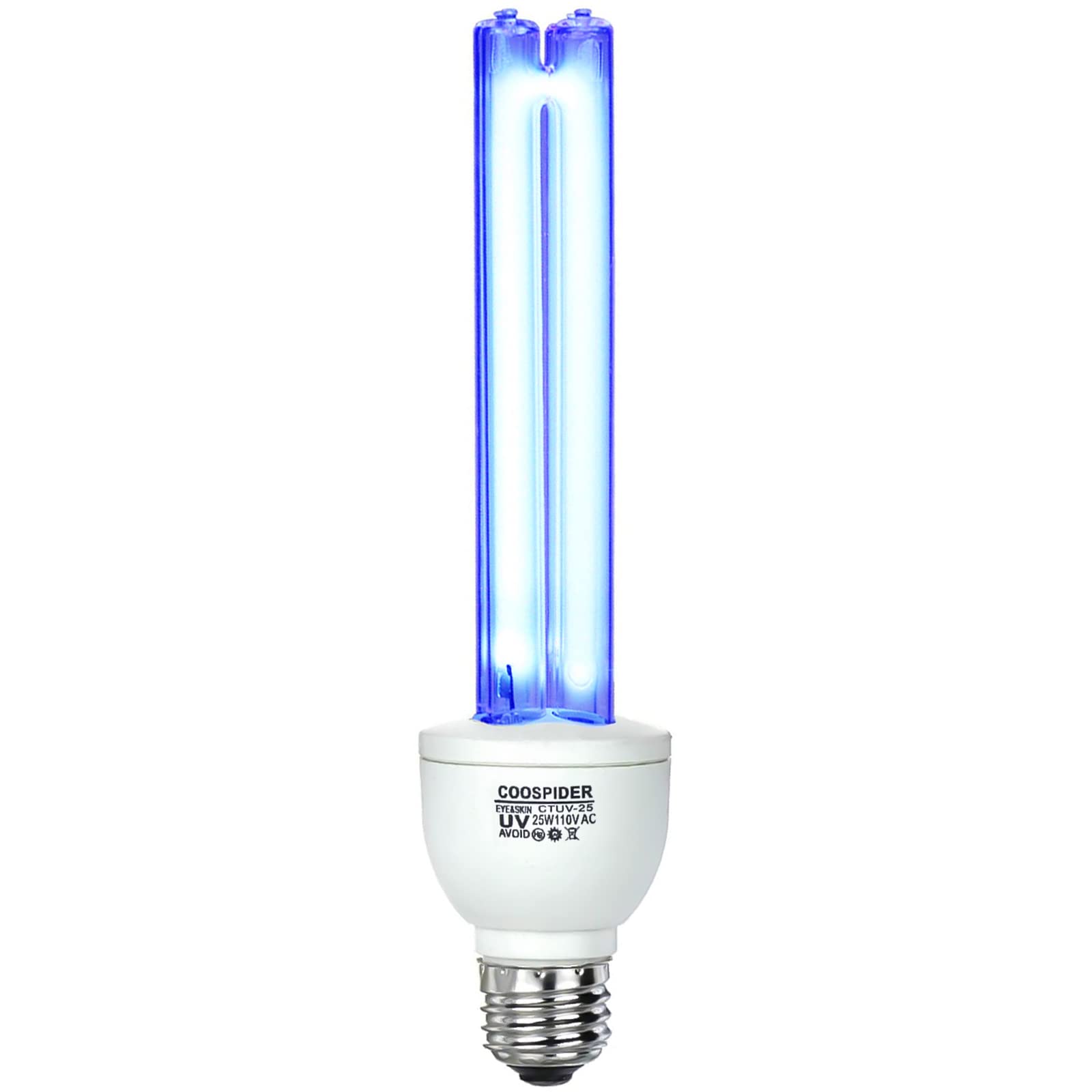 25 Watts UVC Sanitizer Lamp with Ozone UVC Light Bulb with Base and 3-Gear Timer 185nm Wavelength UV Light for Bedroom / Closet / Kitchen / Bathroom E26 110V CTUV-25