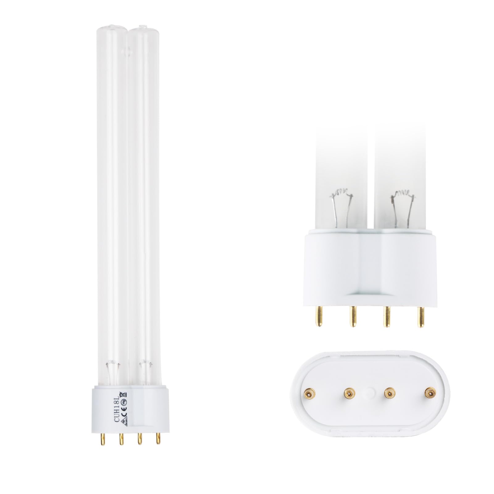 2 Pack 18 Watts UV Light Bulb Replacement UV Light for Pond Clarifier for Outdoor Ponds 4-Pin Base