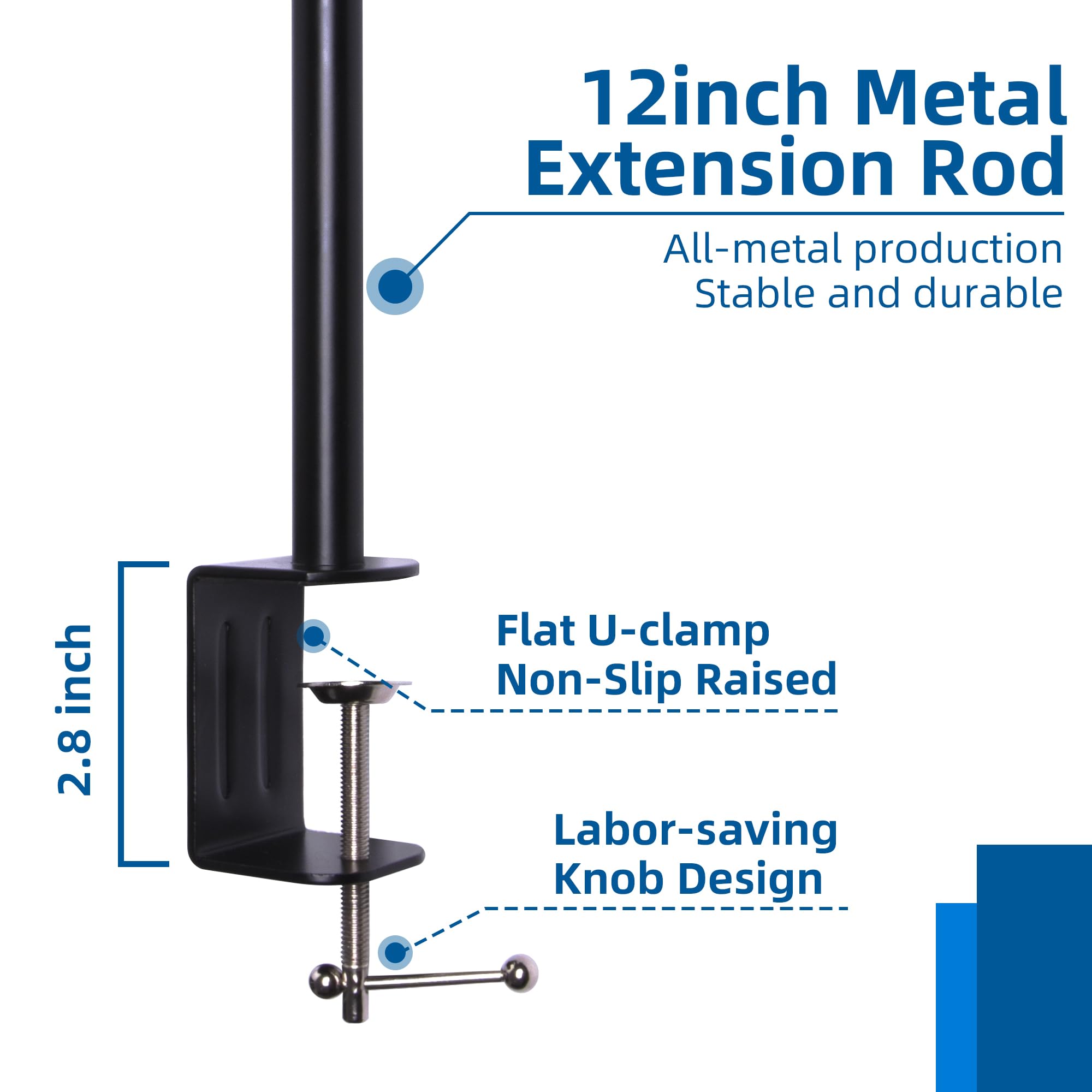 2 Pack Desk Lamp wA19 E26 LED Bulb for Home Office Eye-Caring Metal Extra Tall Swing Arm High Intensity Clamp Flexible Gooseneck Side Table Working Reading Computer Workbench 3000K+ 5000K Light