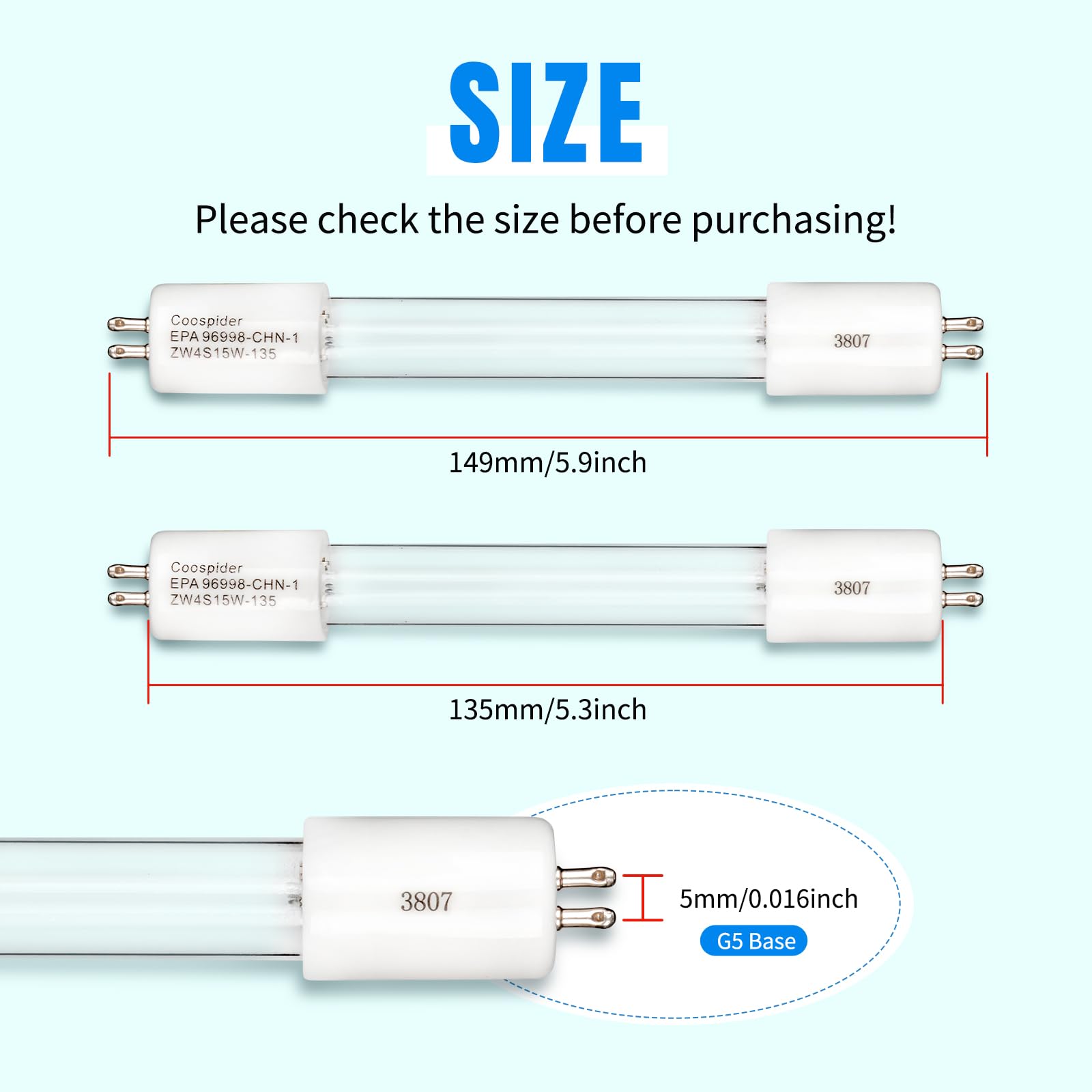 2 Pack UVC Replacement Bulb for AC9200WCA LB9200, zw4s15w-z135 Replacement UV UVC Light Bulb