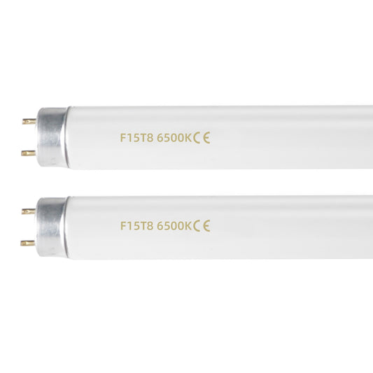 COOSPIDER F15T8/DL 6500K 15W 18" T8 Fluorescent Linear Tube Bulb Daylight G13 Base 2 Pack
