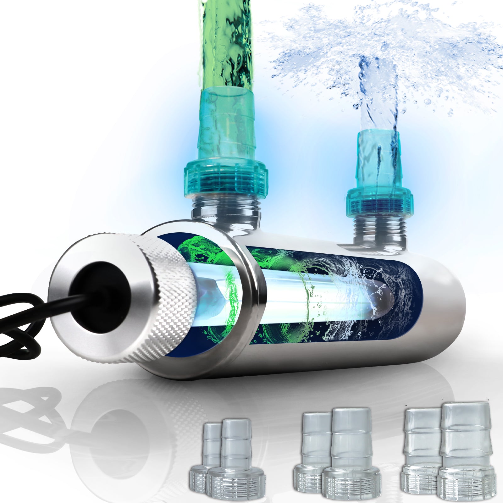 6W Stainless Steel UV Pond Water Clarifier for 20-300 Gallon, UV Sterilizer for Swimming Pool, Spa, Large Fish Tank, Cold Plunge, 12MM16MM20MMPipe Diameter Available Ultraviolet Clarifier for Green Water