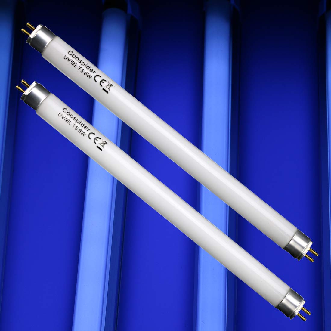 6 Watt Replacement Bulbs F6T5BL Fluorescent Black Light G5 Base 9 inch Full Length (2 Pack)