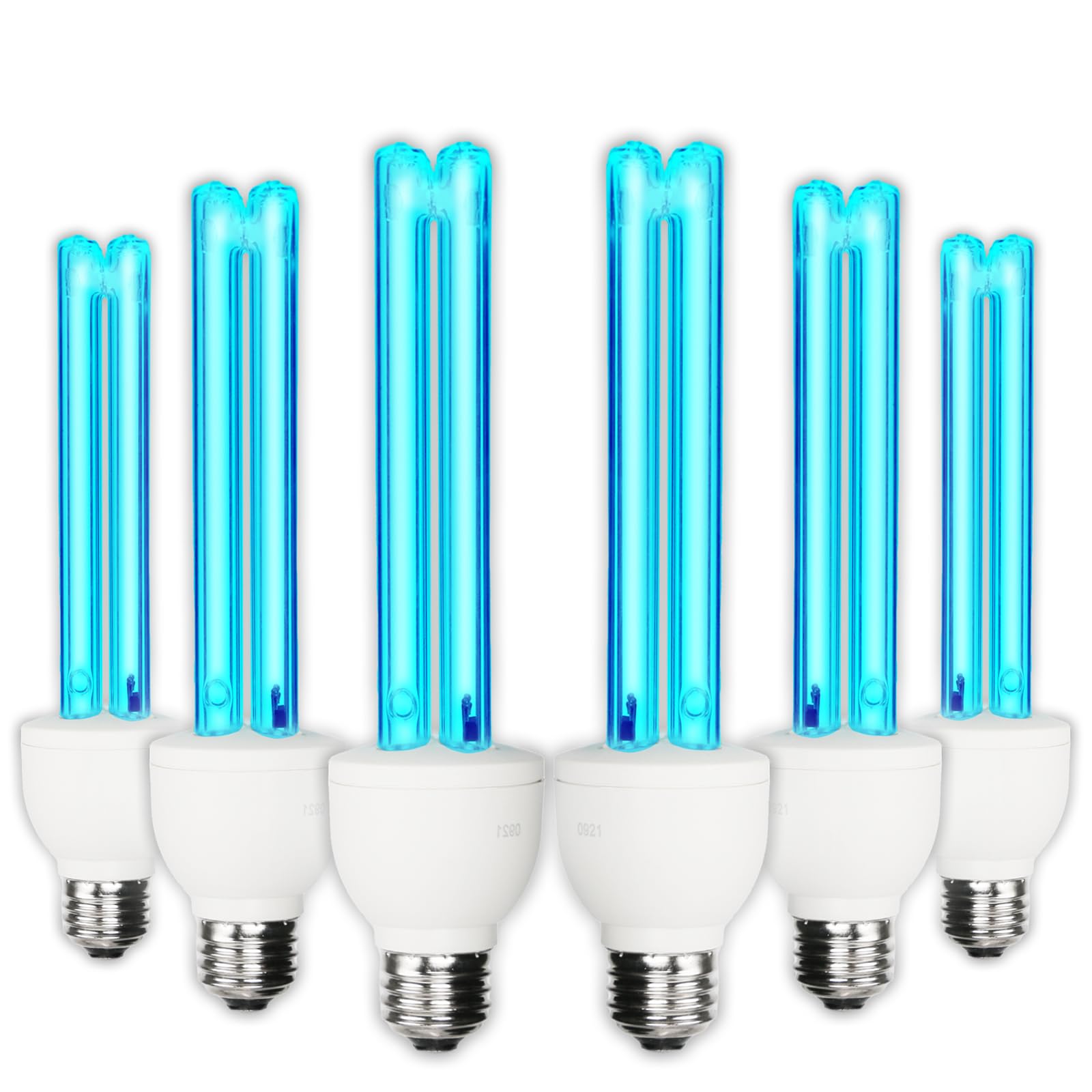 6 Pack 25 Watts UVC Light Bulb Ozone Free, UV Light for Bedroom  Bathroom  Closet  Kitchen, 253.7nm Wavelength Covers up to 400sq.ft, E26 110V CTUV-25