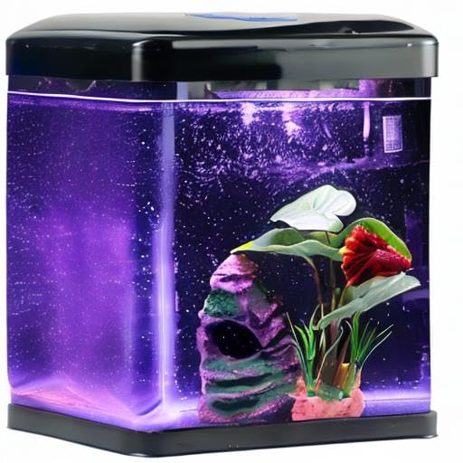 Betta Fish Tank Self Cleaning Glass 2 Gallon Small Nano Aquarium Starter Kits Desktop Room Decor wLED Light Decorations & Whisper Filters Water Pump (Fish Tank)