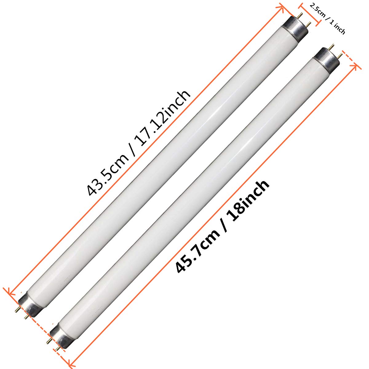 COOSPIDER 2-Pack 15W UV BL CFL Compact Light Bulb for 30W Electric Zapper Replacement Straight Tube T8 F15 18 Inch