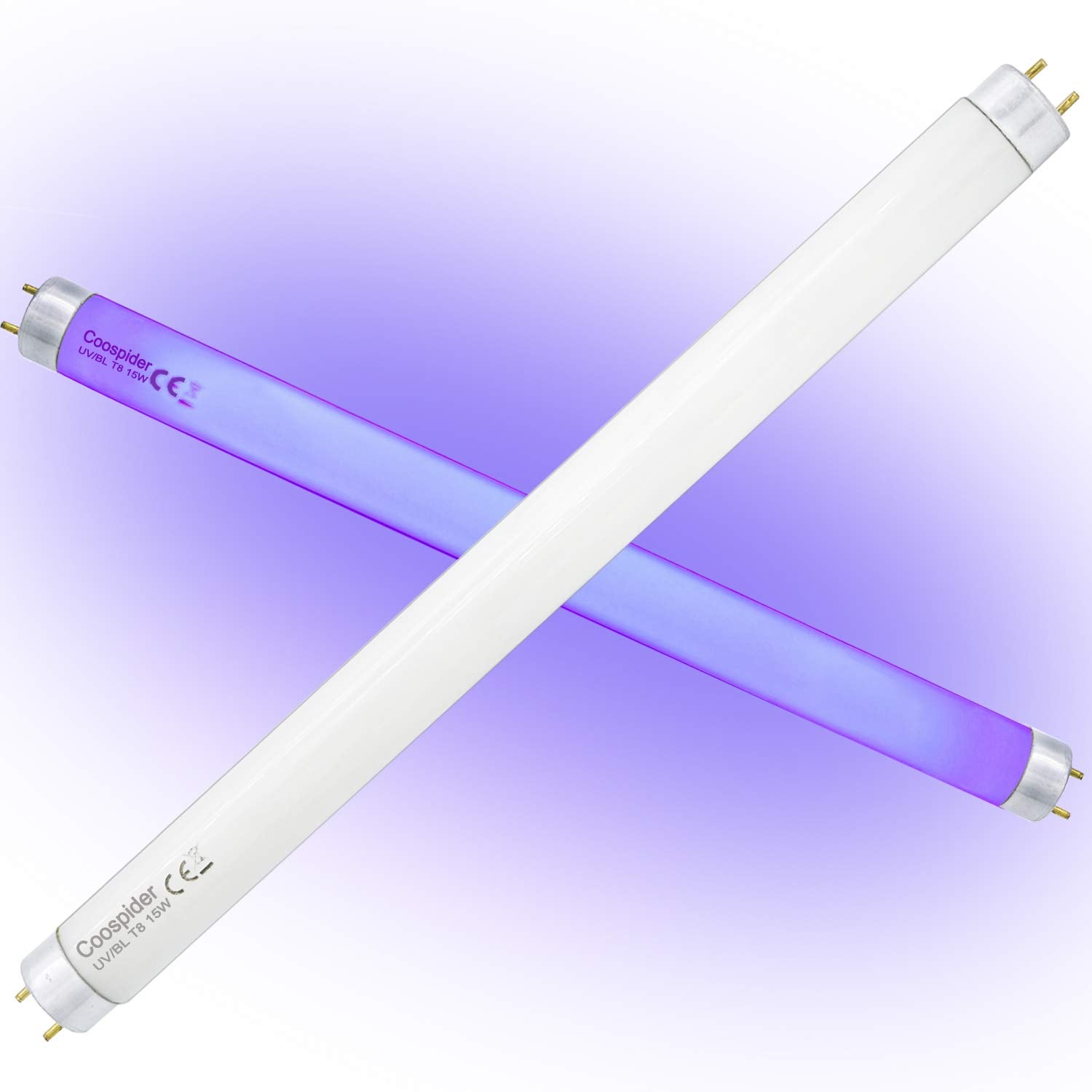 COOSPIDER 2-Pack 15W UV BL CFL Compact Light Bulb for 30W Electric Zapper Replacement Straight Tube T8 F15 18 Inch