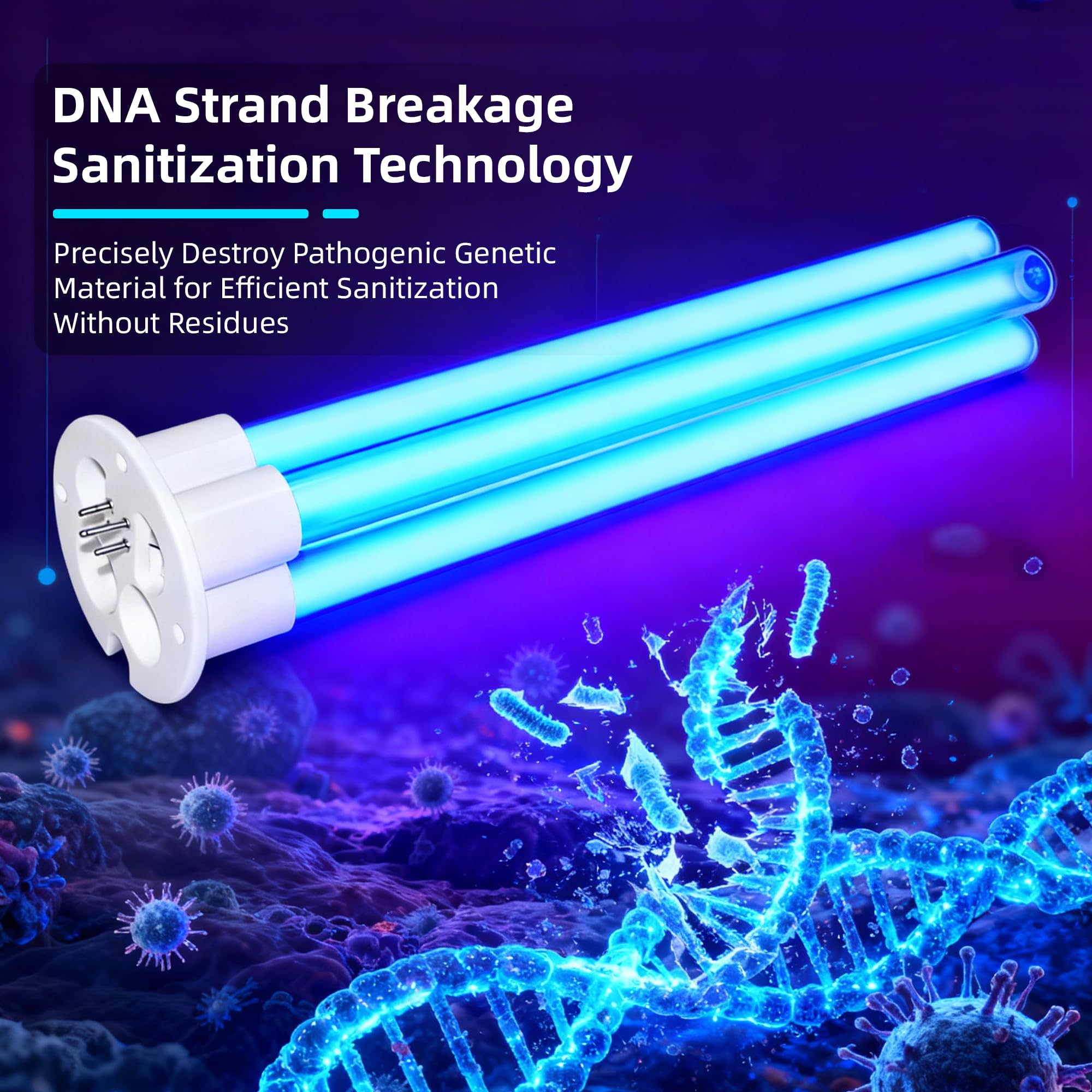 COOSPIDER 80W HVAC Duct UVC Light Bulb, High-Power Duct Sanitizer UV Light with Ceramic Base, Dual H-Tube Design for Long-Lasting Performance - Replacement Bulb for CTUV-D80