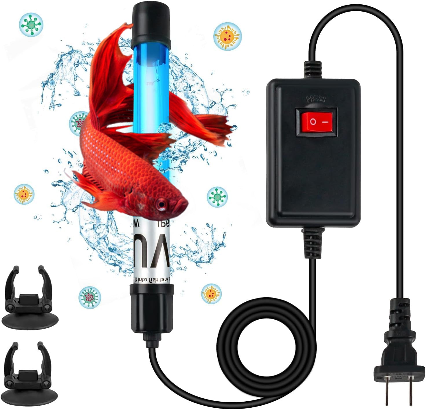13W COOSPIDER UVC Wand Waterproof/Timer Control(Ozone-free)for KOI Pond, Cold Plunge, Fish Tank
