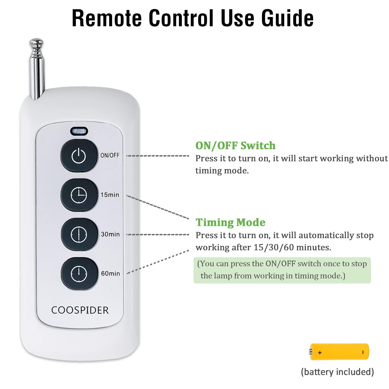 COOSPIDER UV Germicidal Light Sterilization rate 99.99% Remote Control Timer 15/30/60 minutes 120V 36W Table Lamp,for Remove Musty (Ozone-free CTUV-36)
