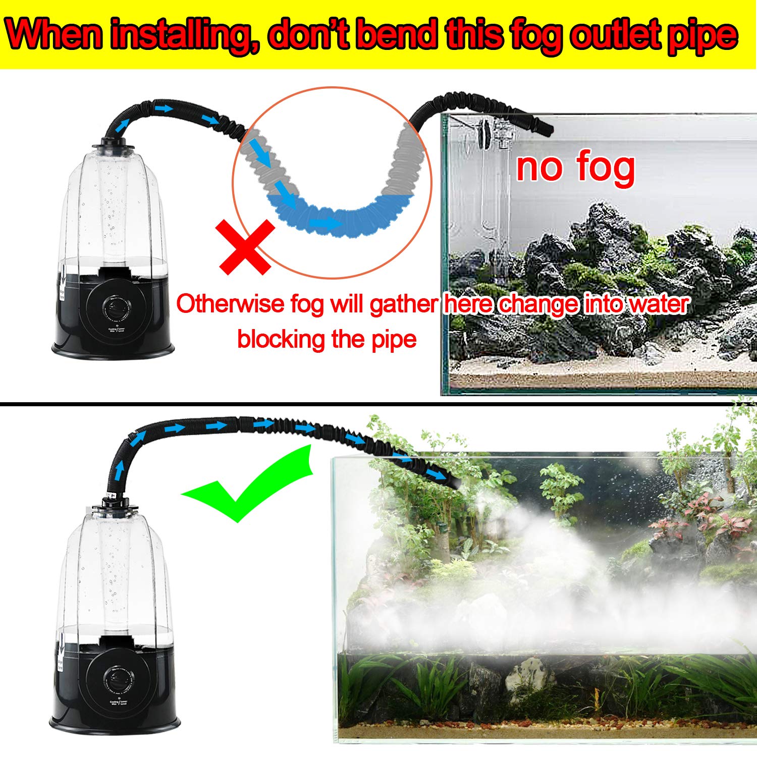 Coospider Reptile Fogger Terrariums Humidifier Fog Machine Mister - 3L Tank 380L / hr High Volume Fog- for Various Reptiles / Amphibians / Herps New version