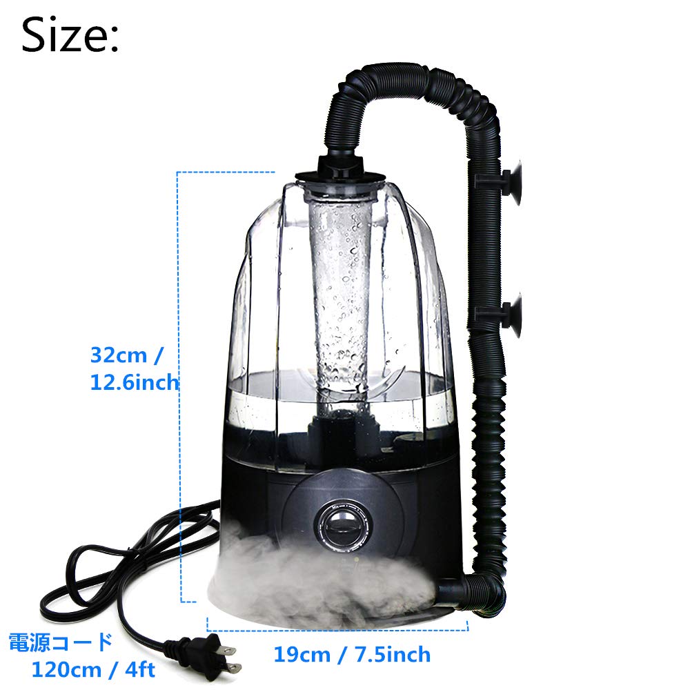 Coospider Reptile Fogger Terrariums Humidifier Fog Machine Mister - 3L Tank 380L / hr High Volume Fog- for Various Reptiles / Amphibians / Herps New version