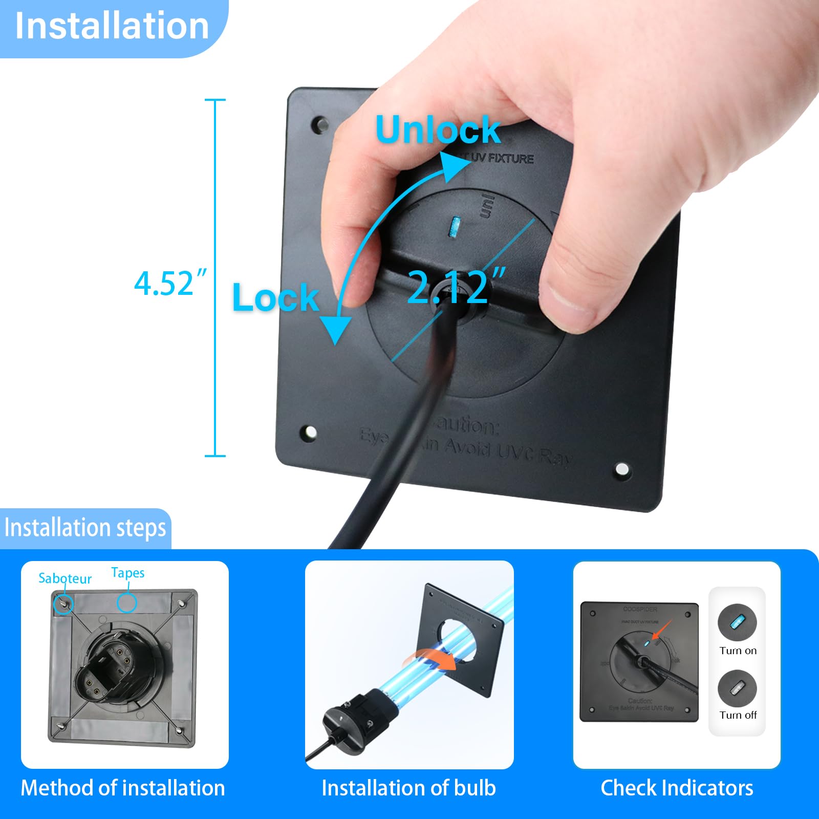 HVAC Lamp in Duct Air Cleaning for House AC Duct with 253.7nm wavelength (32W-1Pack)