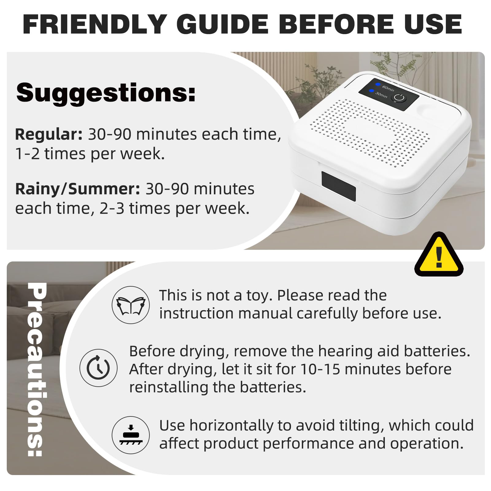 Hearing Aid Dryer Dehumidifier, with UV-C Sanitizer Light, Automatic Shut-Off Dryer Box, Fast Drying, Ultra-Quiet and Portable for Hearing Aids, Earbuds, AirPods, Amplifiers, Earbuds