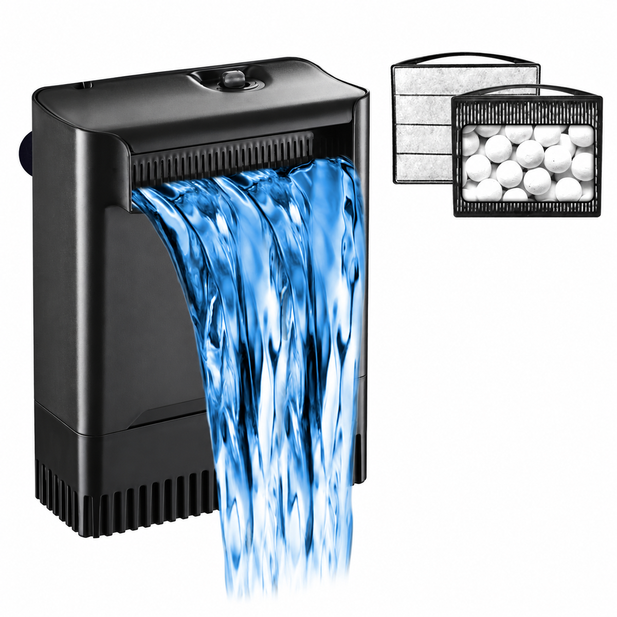 IX-120 Turtle Tank Filter Aquarium Filter Power Adjustable 30-55 Gal. 290GPH Large Internal Filter 3-Stage Waterfall Bio-Filtration Low Water Level for Freshwater Saltwater Fish Tank Reptile Shrimp Frog