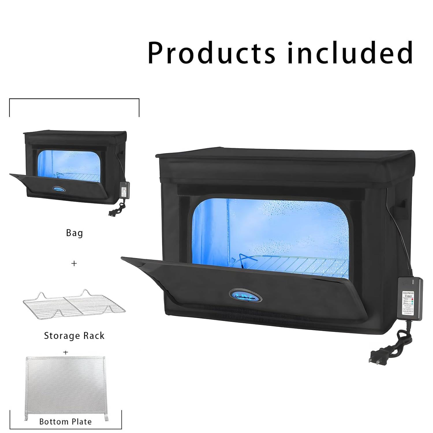 Large UVC Sanitizer Box with Ozone, Foldable Cleaner Bag with Timer, 36L9.5gal UV Light Bulb Black Tote for Shoes, Cell Phone, Baby Bottle, Key, Towel
