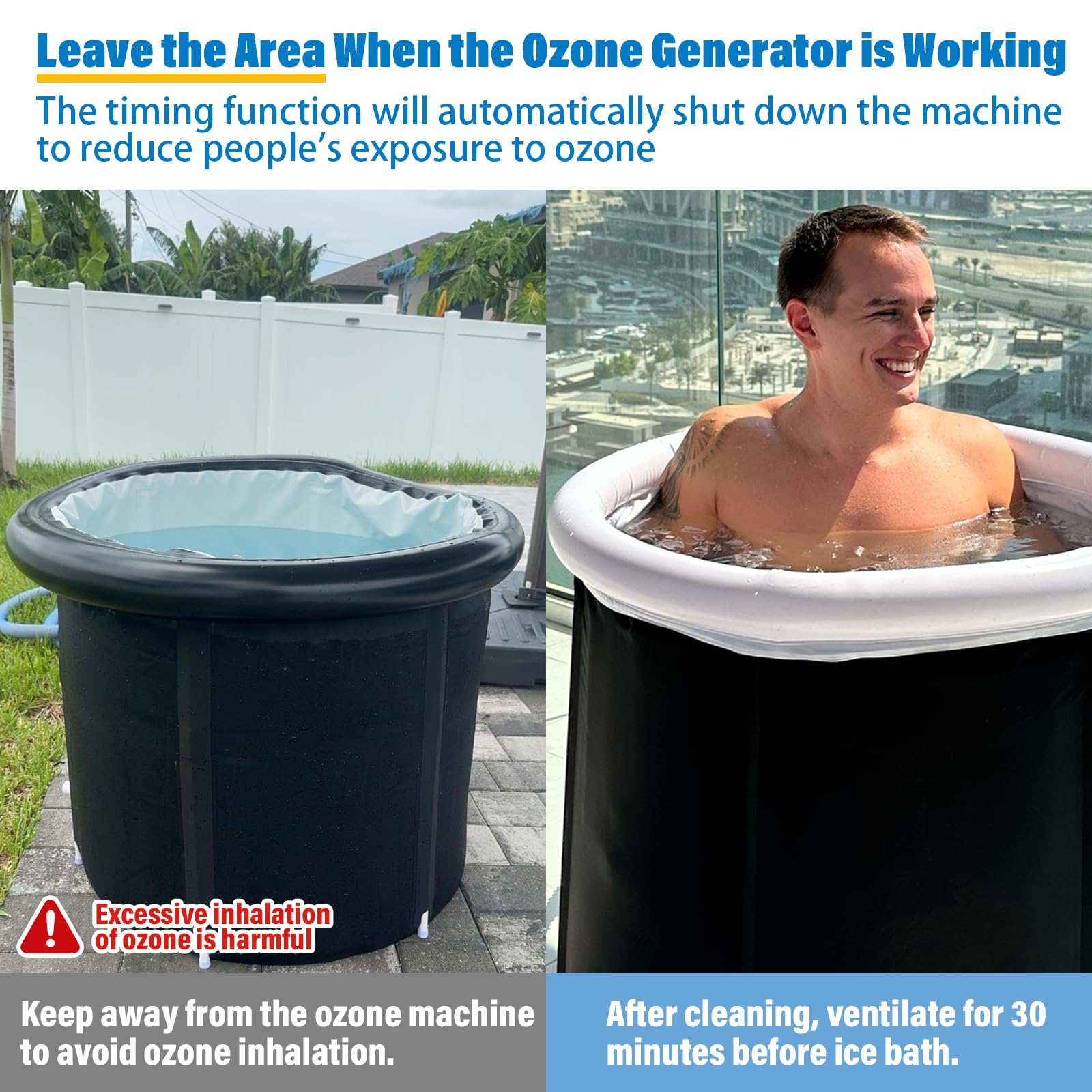Ozone Generator for Cold Plunge Tub Ice Bath Tub with Timer Ozone Generator Water Keep Cold Plunge Tub Clean for Longer, Cold Plunge Filter Hot Tub, Spa, Cold Plunge Accessories