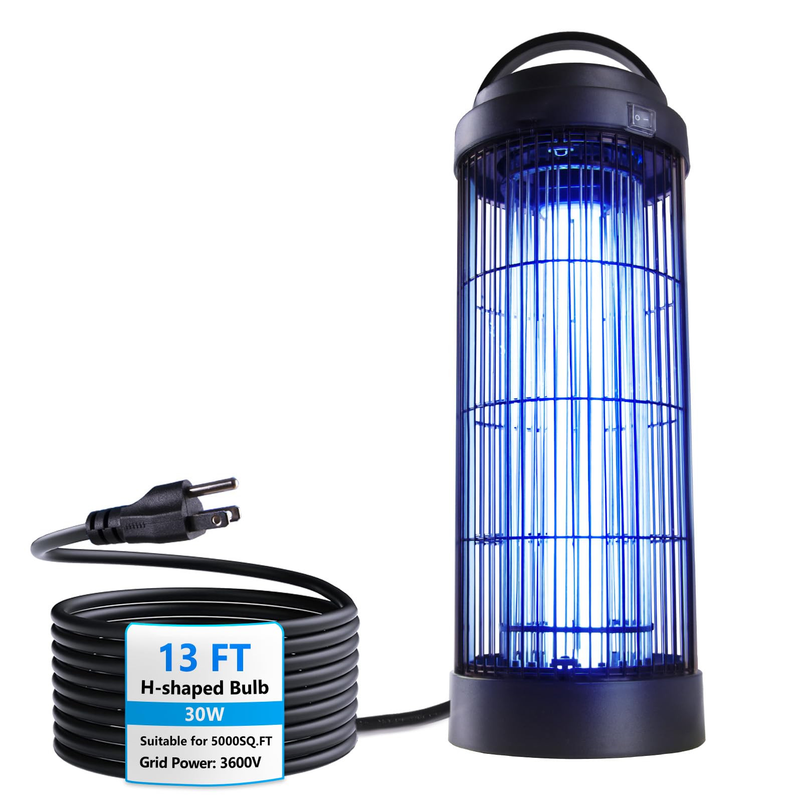 Powerful Bug Zapper Outdoor for 5000 Sq.Ft. with 13FT Power Cord, 3600V Instant Killing Grid Removable Hanging High Power Outdoor Mosquito Killer, Fly Trap Lamps for Garage Farm Home