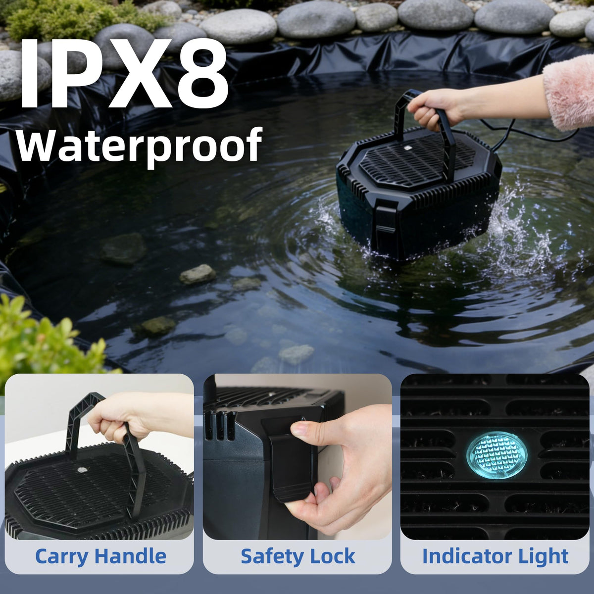 Pond Filter Fountain Kit with Powerful 18W UV Light for Koi Pond Algae Control, 660 GPH 42W High-Performance Pump Build in for 1500 Gallon Pond, 3 Water Patterns Decoration for Your Pond Landscape