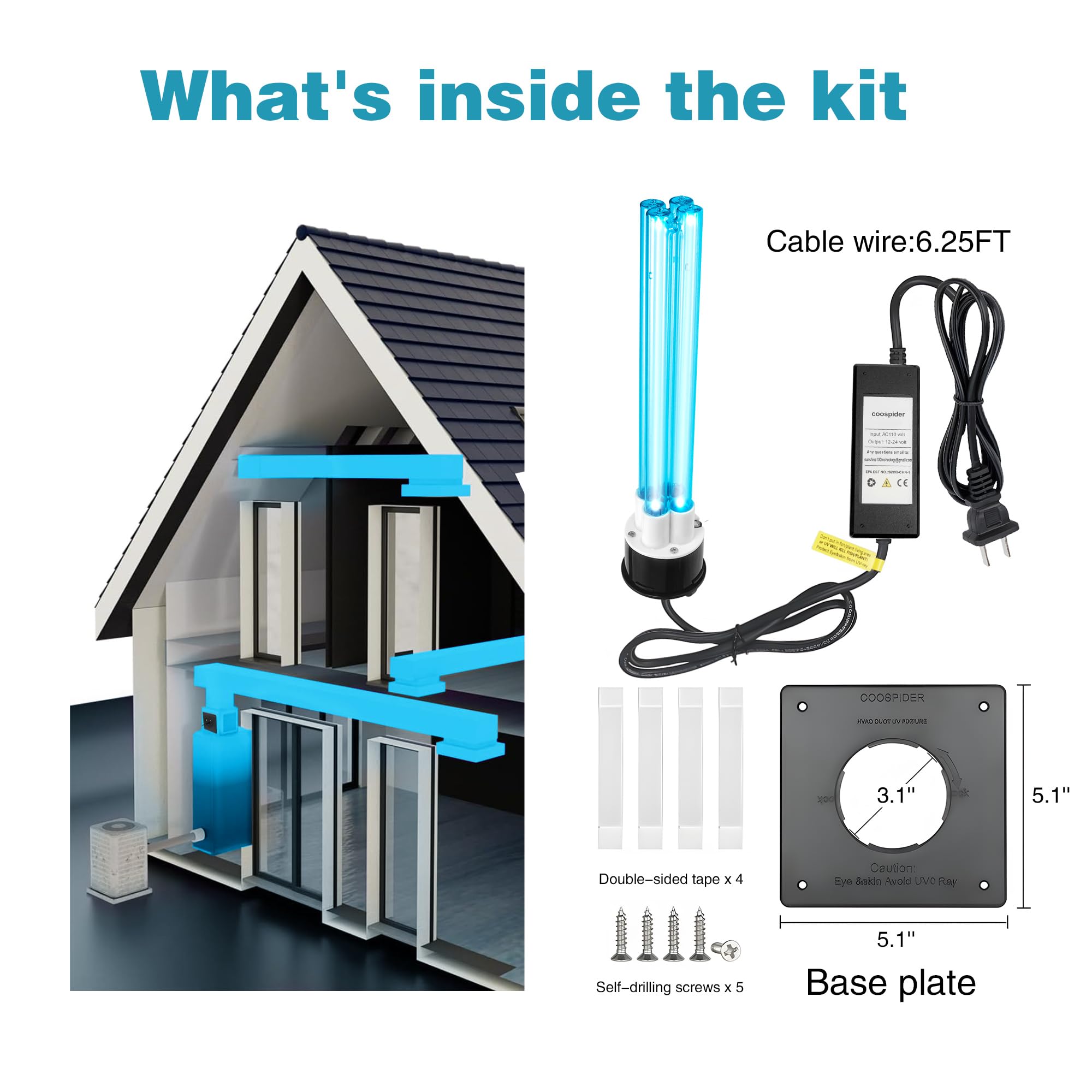 Powerful 80W HVAC Duct UVC Light, High-Power Duct Sanitizer UV Light with Ceramic Base, Dual H-Tube Design for Long-Lasting Performance - Perfect for Homes, Offices, Hospitals, Mall and Large Spaces