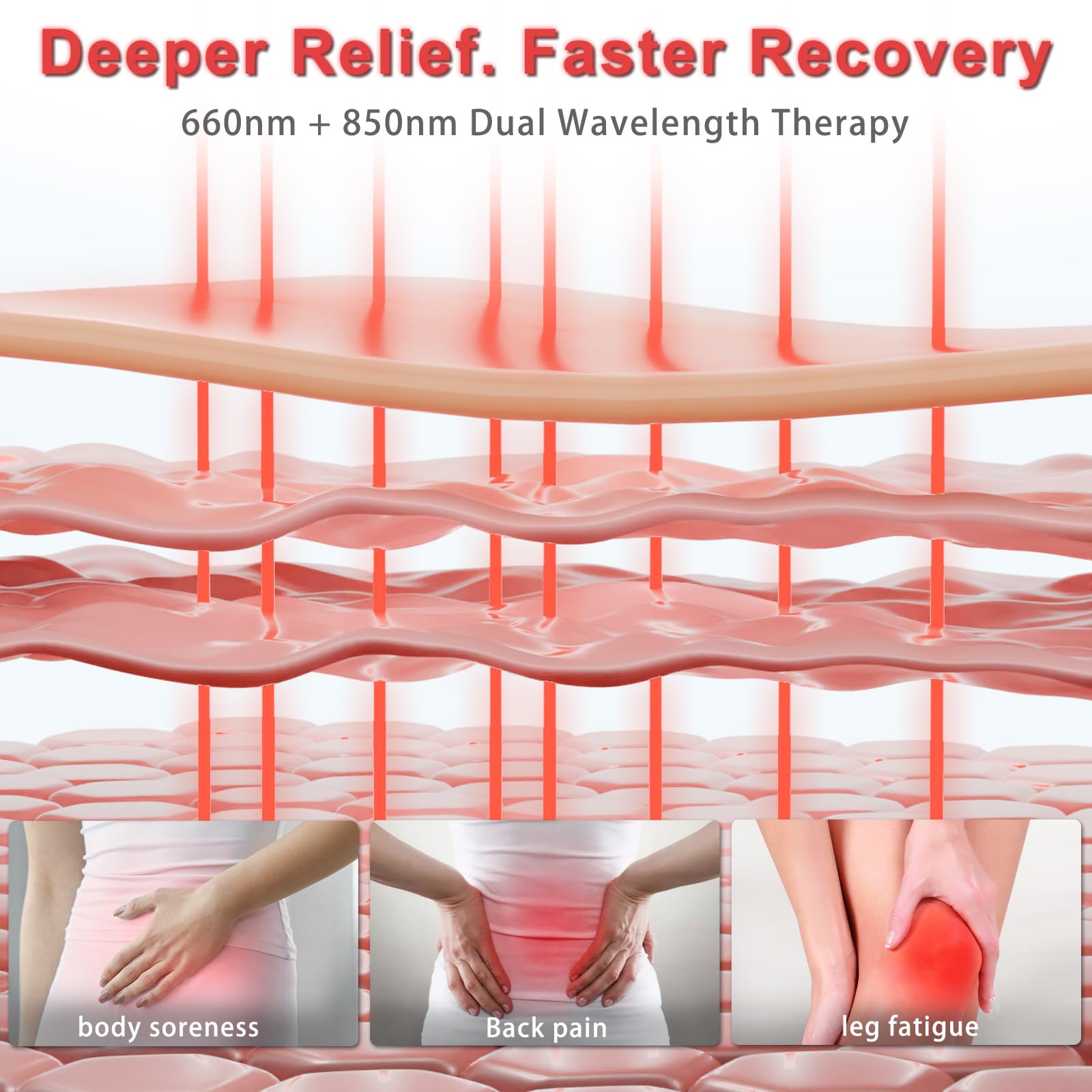 50W Powerful Red Light Therapy for Belt, 765 LEDs 3 in 1 Chip 660nm&Dual 850nm Red Light Therapy Heating Pad, Pads Belt Wearable Wrap, Infrared Light Therapy for Feet Knee Back Waist Pain for Driving