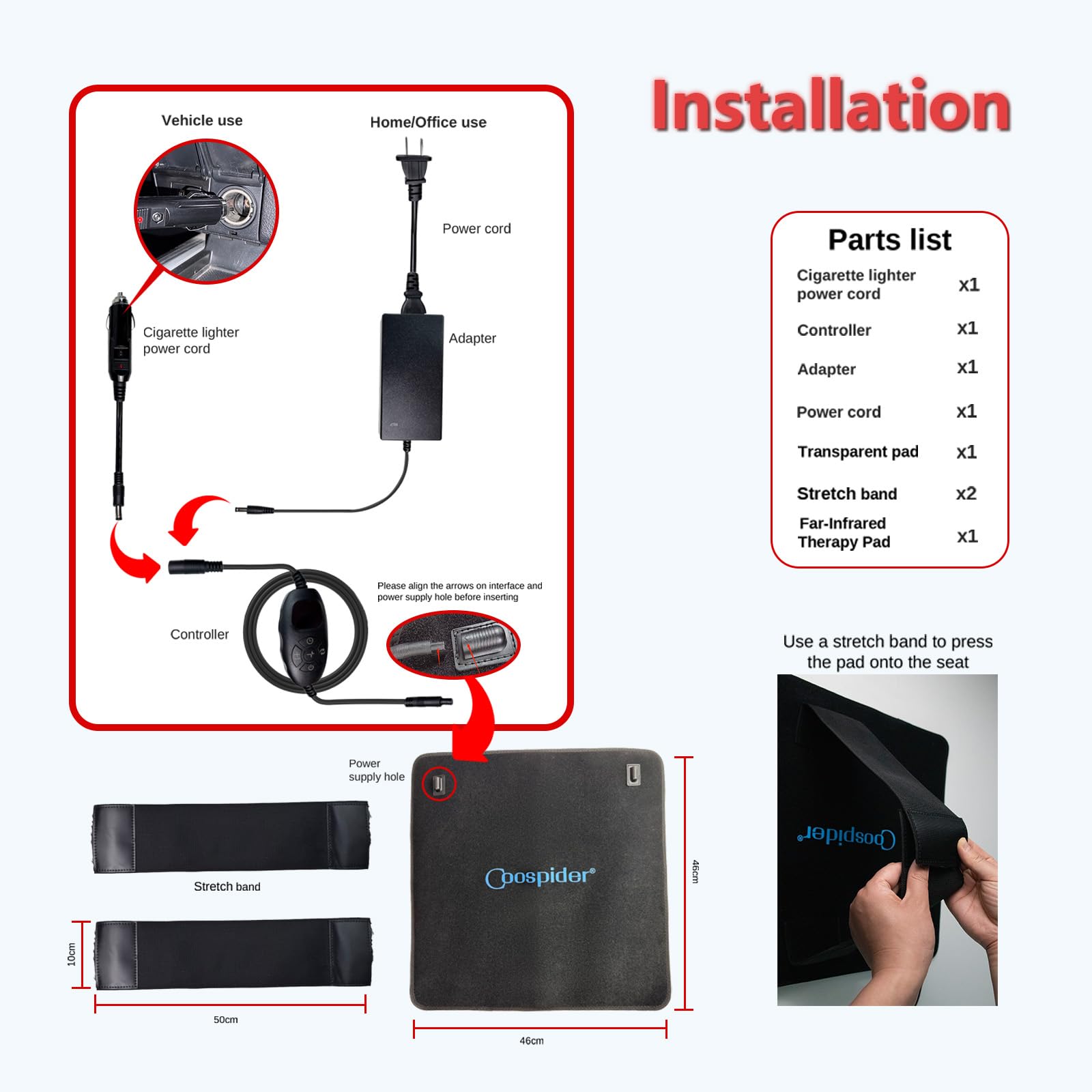 50W Powerful Red Light Therapy for Belt, 765 LEDs 3 in 1 Chip 660nm&Dual 850nm Red Light Therapy Heating Pad, Pads Belt Wearable Wrap, Infrared Light Therapy for Feet Knee Back Waist Pain for Driving