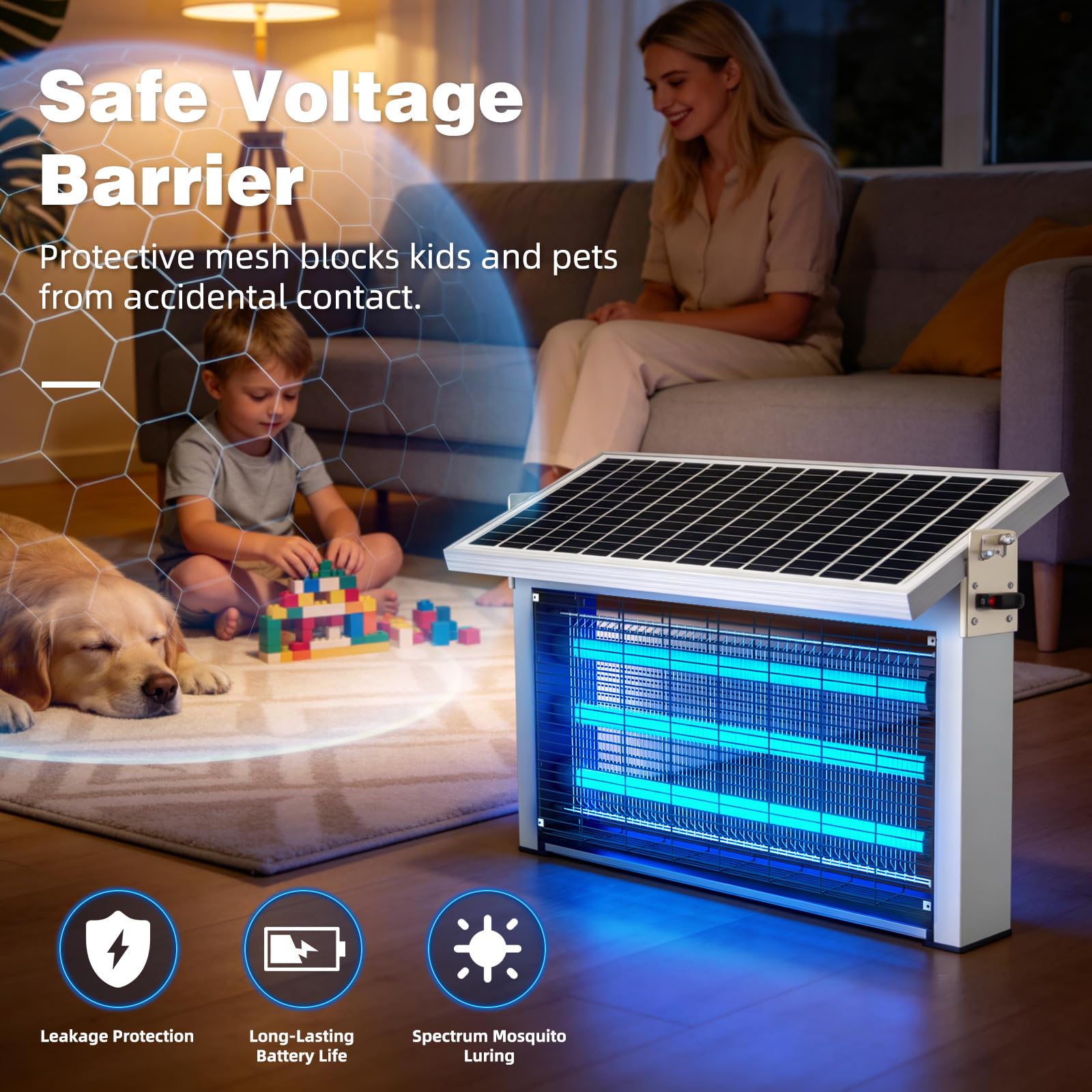 Powerful Large Solar Bug Zapper Outdoor for 12 Acre, Poartable Rechargeable Mosquito Zapper with High Powered, Cordless Solar Fly Zapper for Patio Garden Backyard Farm Pest Control