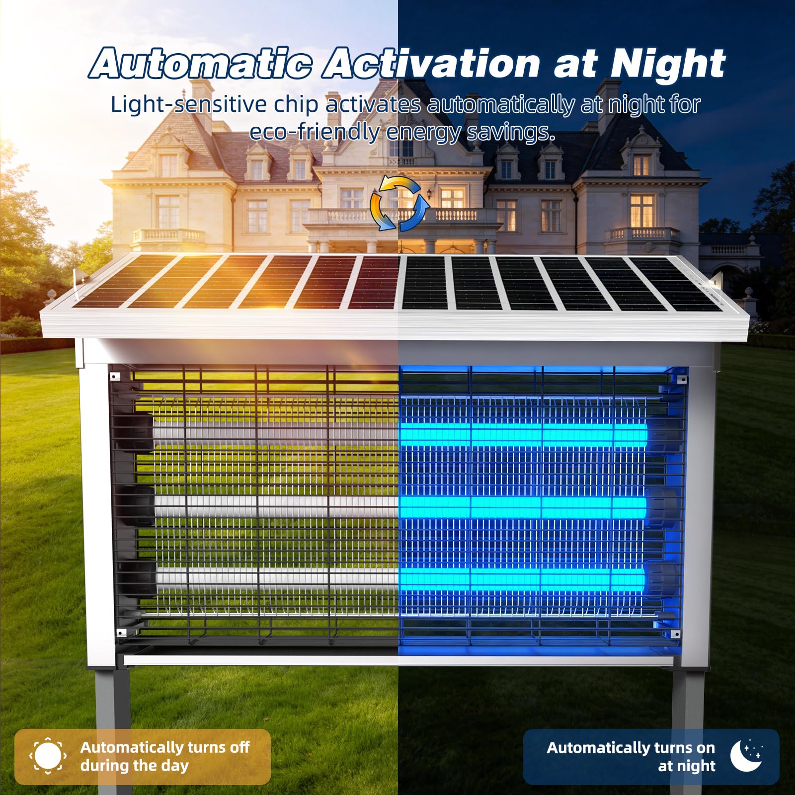 Powerful Large Solar Bug Zapper Outdoor for 12 Acre, Poartable Rechargeable Mosquito Zapper with High Powered, Cordless Solar Fly Zapper for Patio Garden Backyard Farm Pest Control