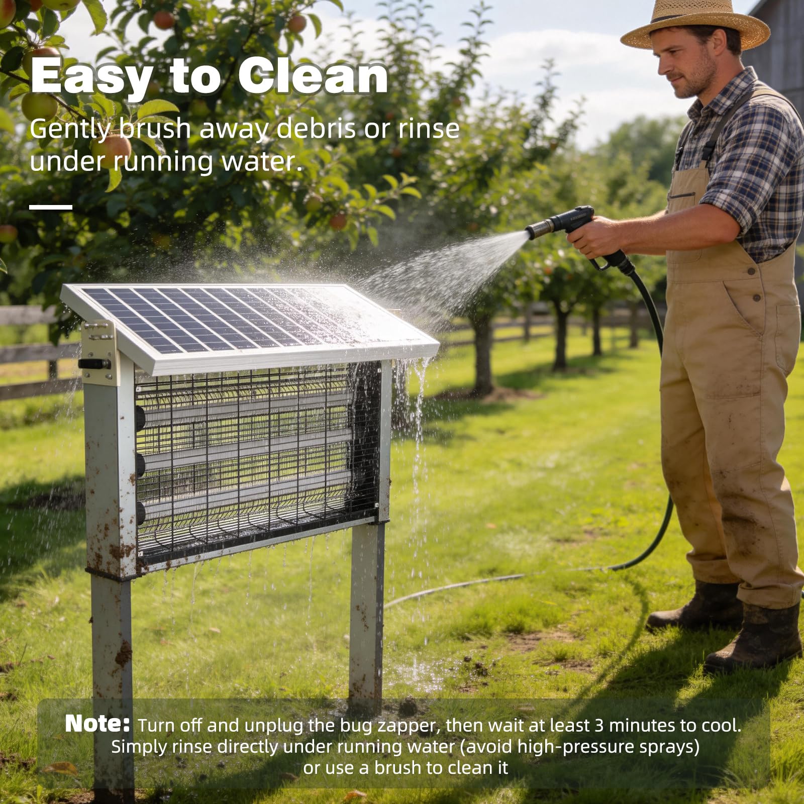 Powerful Large Solar Bug Zapper Outdoor for 12 Acre, Poartable Rechargeable Mosquito Zapper with High Powered, Cordless Solar Fly Zapper for Patio Garden Backyard Farm Pest Control