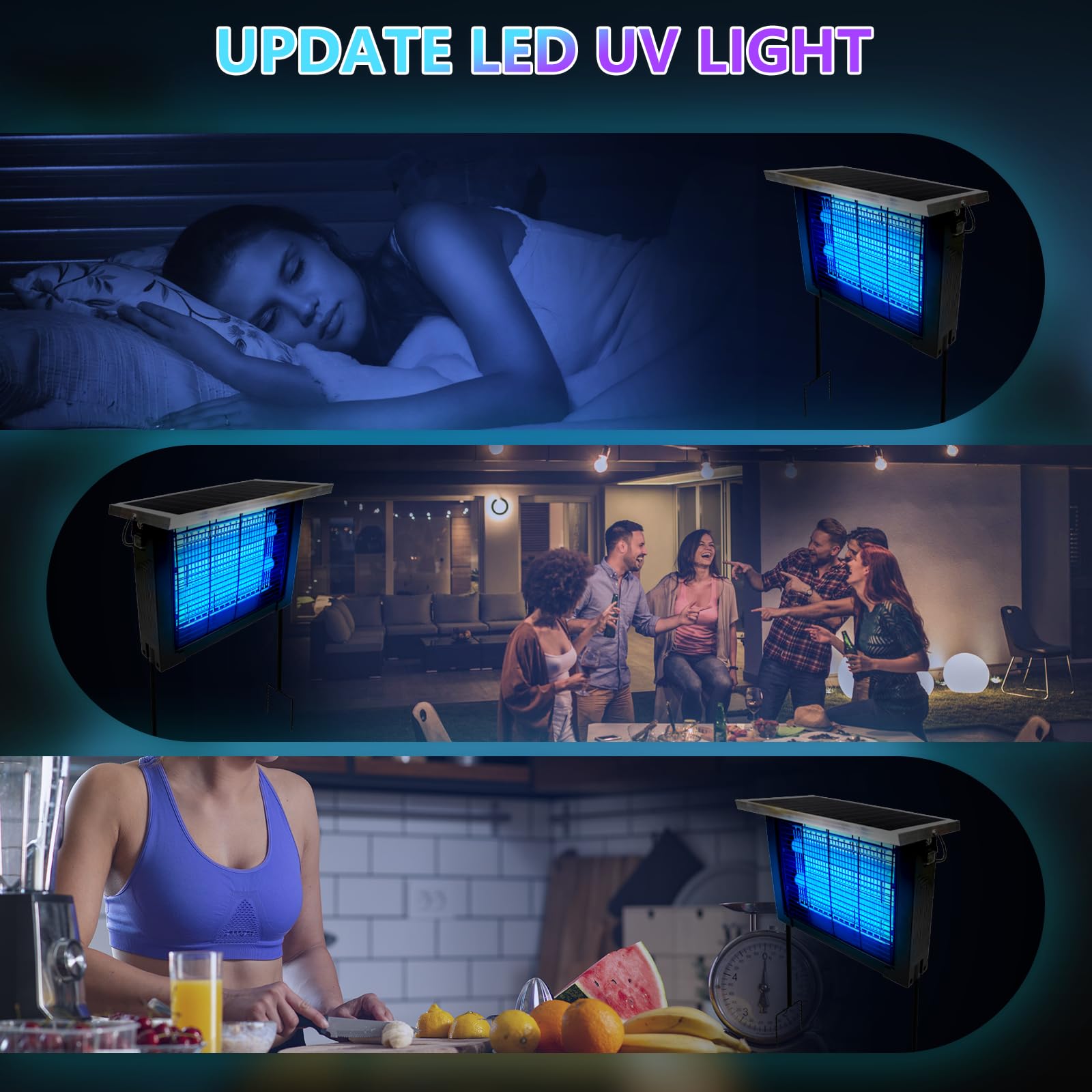 Solar Bug Zapper for Outdoor with 13FT Extension Cord for 2500 sq.ft, Portable Rechargeable Electric Mosquito Zapper with High Powered, Waterproof Solar Zapper for Patio Garden Backyard RV Camping