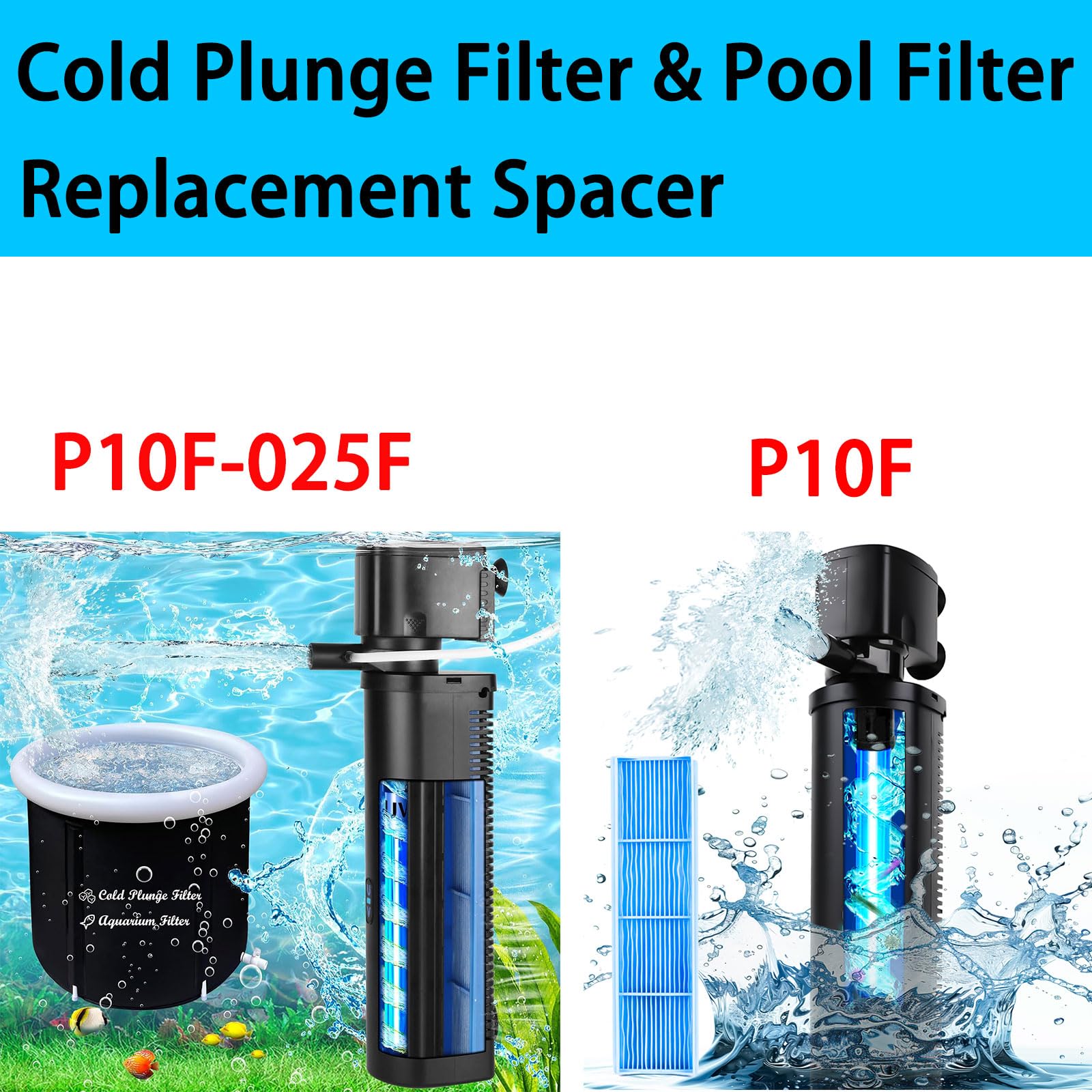 Swimming Pool Filter and Cold Plunge Filter Baffle, Cold Plunge Accessories, Safe and Environmentally Friendly, Replaceable Accessories (Blue, P10F Replacement 2 Count)