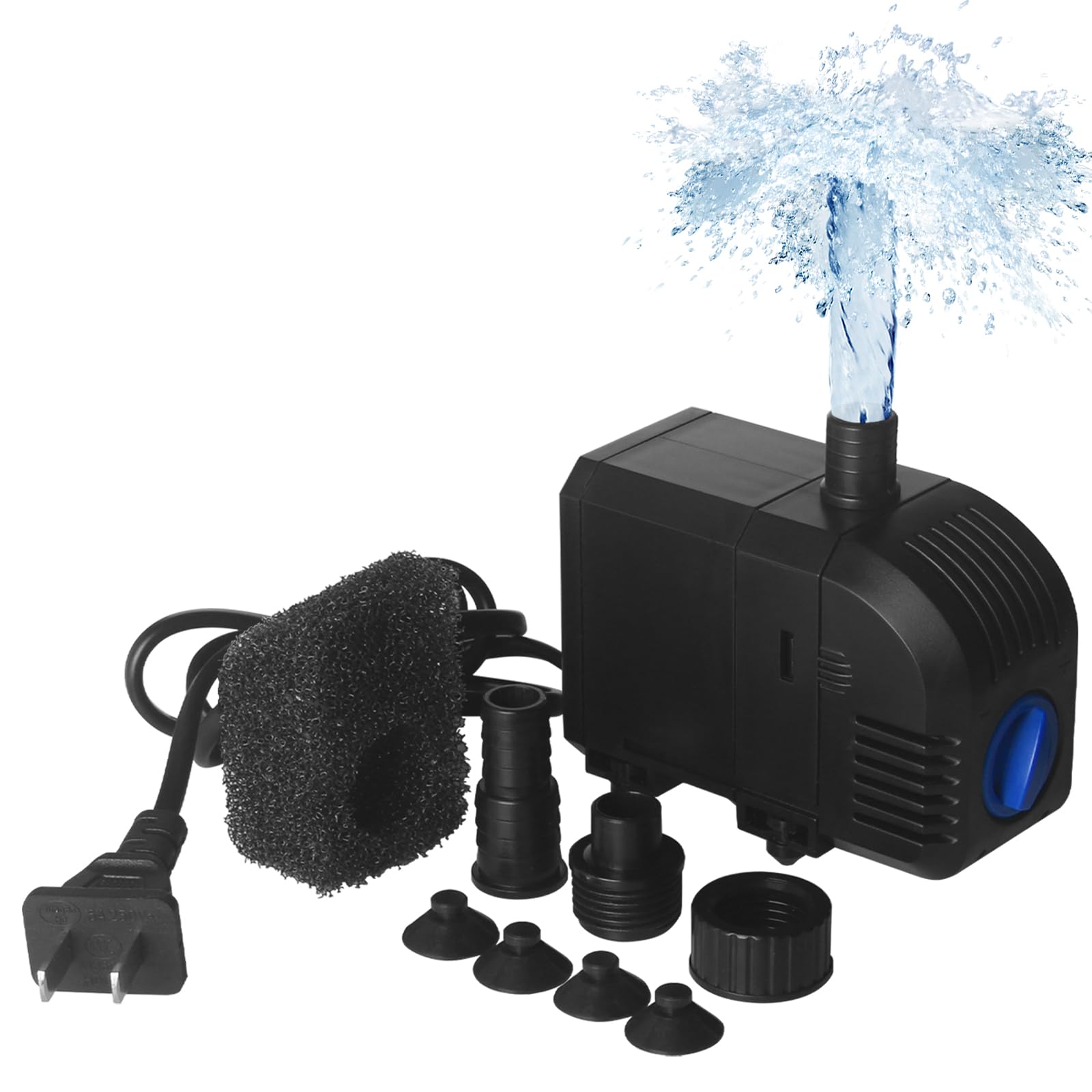 TARARIUM Submersible Pump 160GPH Small Fountain Water Pump 8W for Aquarium Fish Tank, Pond, Fountain, Hydroponics (600LH)