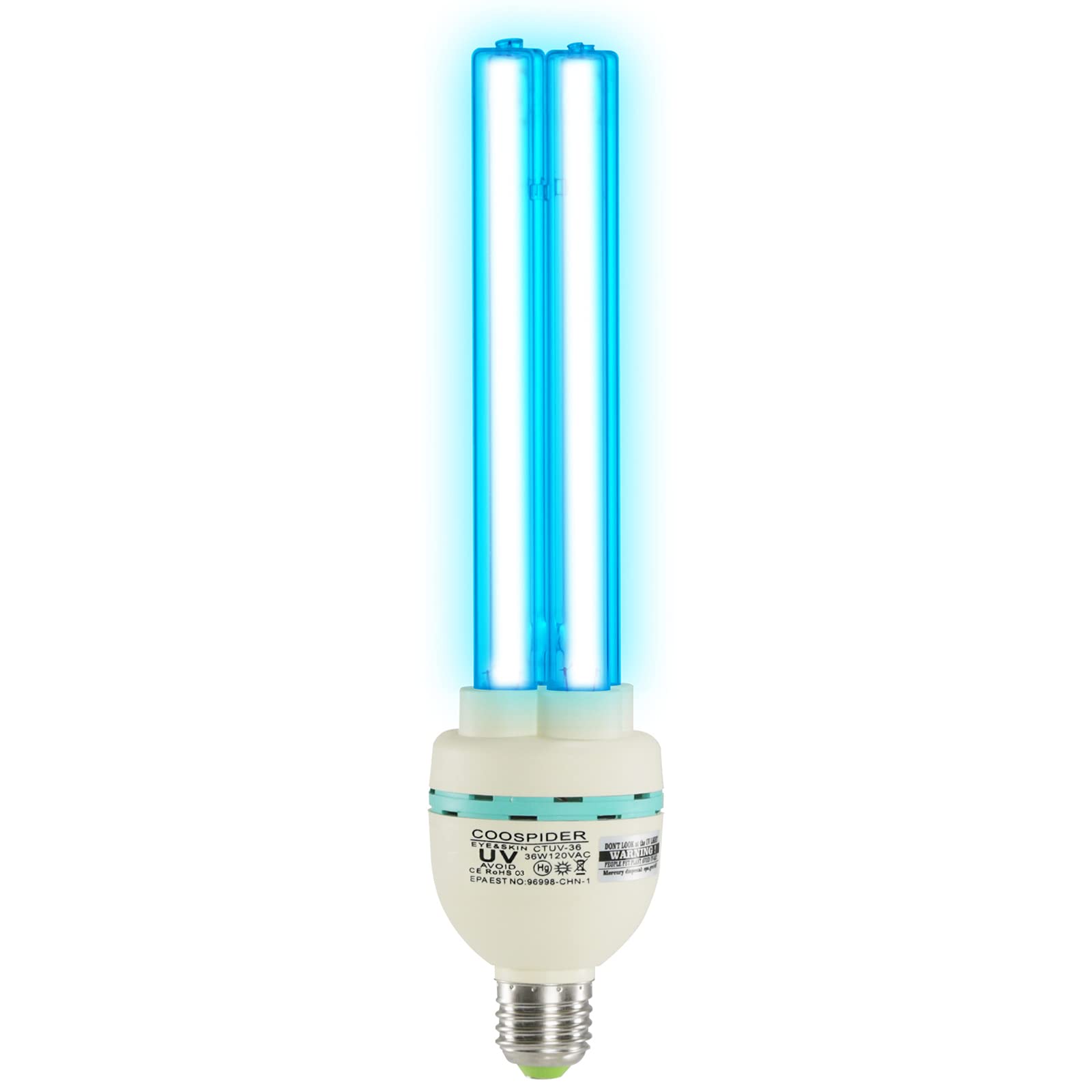 UVC with Ozone Germicidal Bulb 36W Self-Ballast E26 Screw Socket 120V for Kill Germ, Covers up to 600sq.ft (Replace Bulb CTUV-36)
