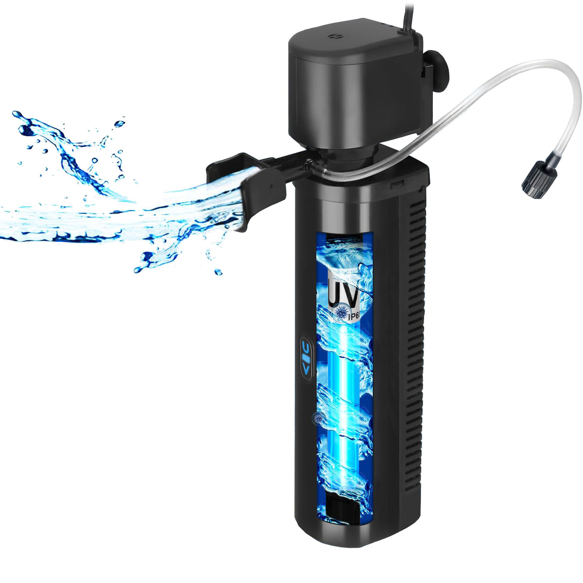 0(With UV sterilization) Aquarium Filter UV wScientific 3,6,12,24H Timer for 40-150 Gal Fish Turtle Tank 264GPH Canister Internal Filter Submersible Power Pump Air Supply Saltwater Freshwater Killing Green Clean Machine
