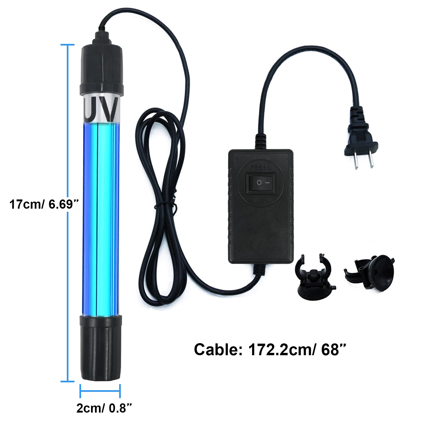 Aquarium Light 5W for 20-75 Gallon Submersible Clean Green Lamp CTUV-H6F/CTUV-H5P/CTUV-H4F/AQ028 Replacement Light Bulb - Coospider