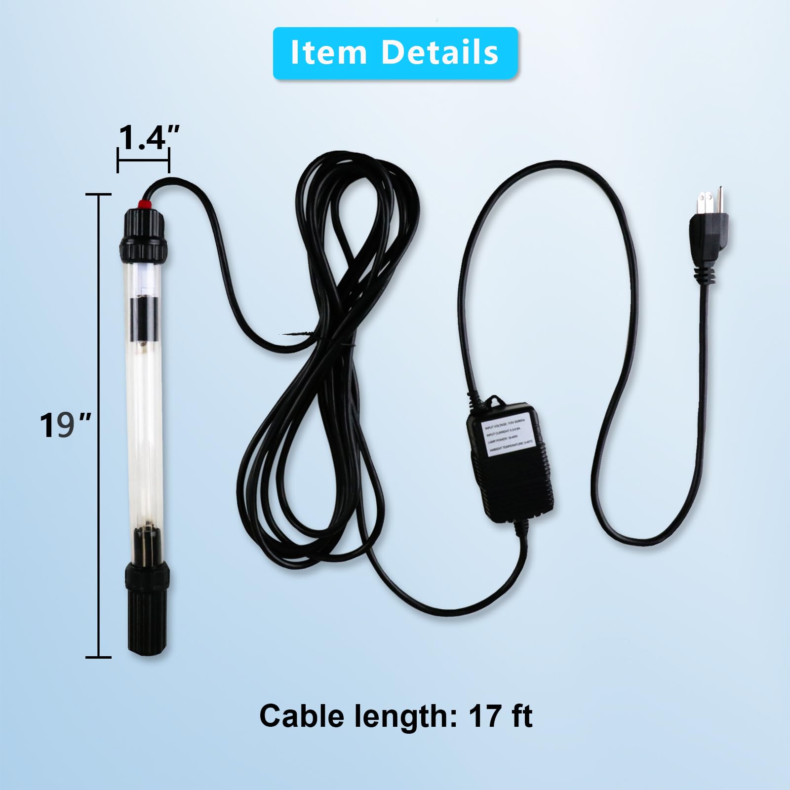 32W Aquarium UV Light for 200-2000 Gallon, UV Pond Water Clarifier for Koi Pond, Swimming Pool, Spa, Large Fish Tank, Cold Plunge UV Light for Pond Algae Control