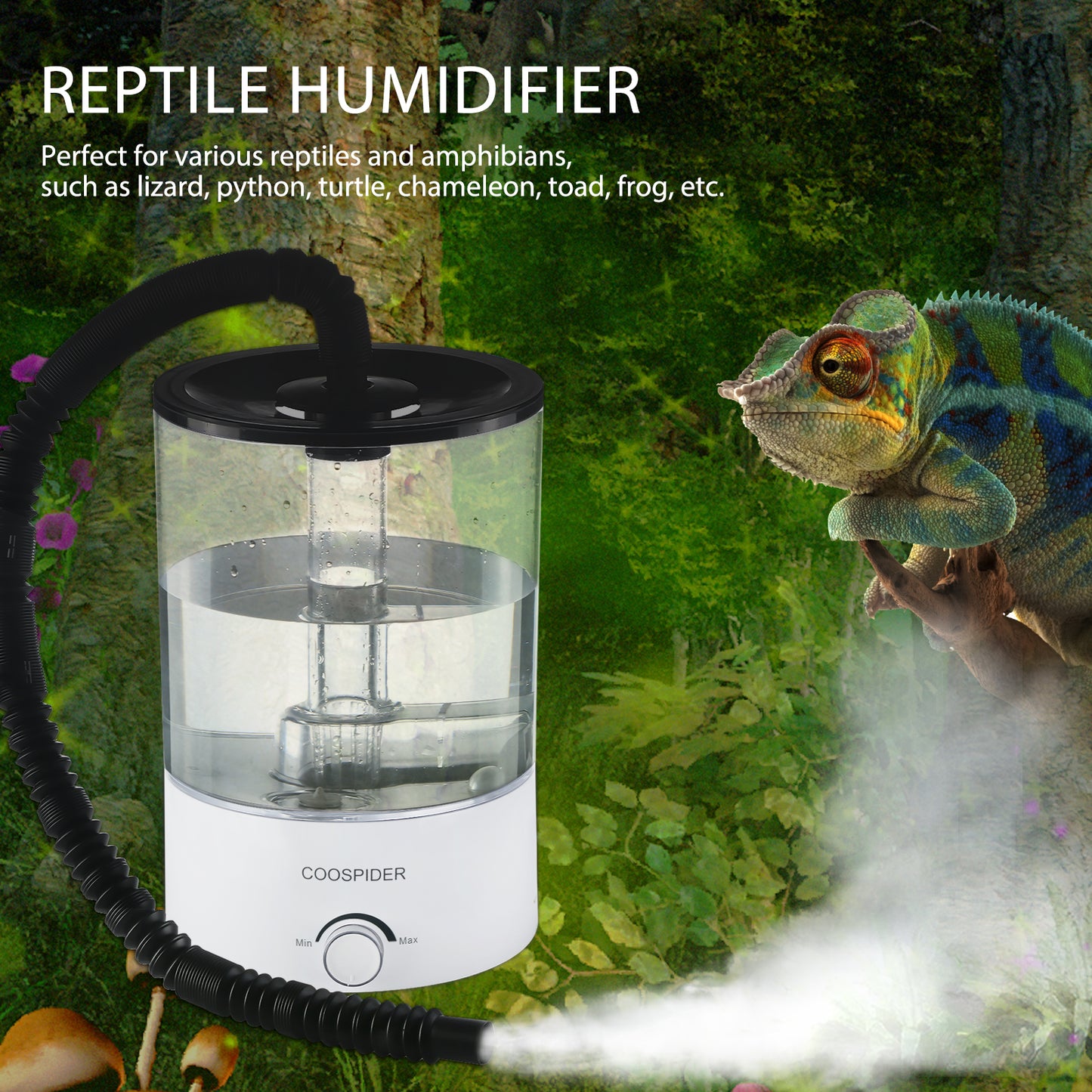 (Only for wholesale orders, the larger the order, the greater the discount) Coospider Top Fill Reptile Fogger Terrariums Humidifier Fog Machine Mister 4.2L Large Size Perfect for Various Reptiles/Amphibians/Herps/Paludarium/Vivarium