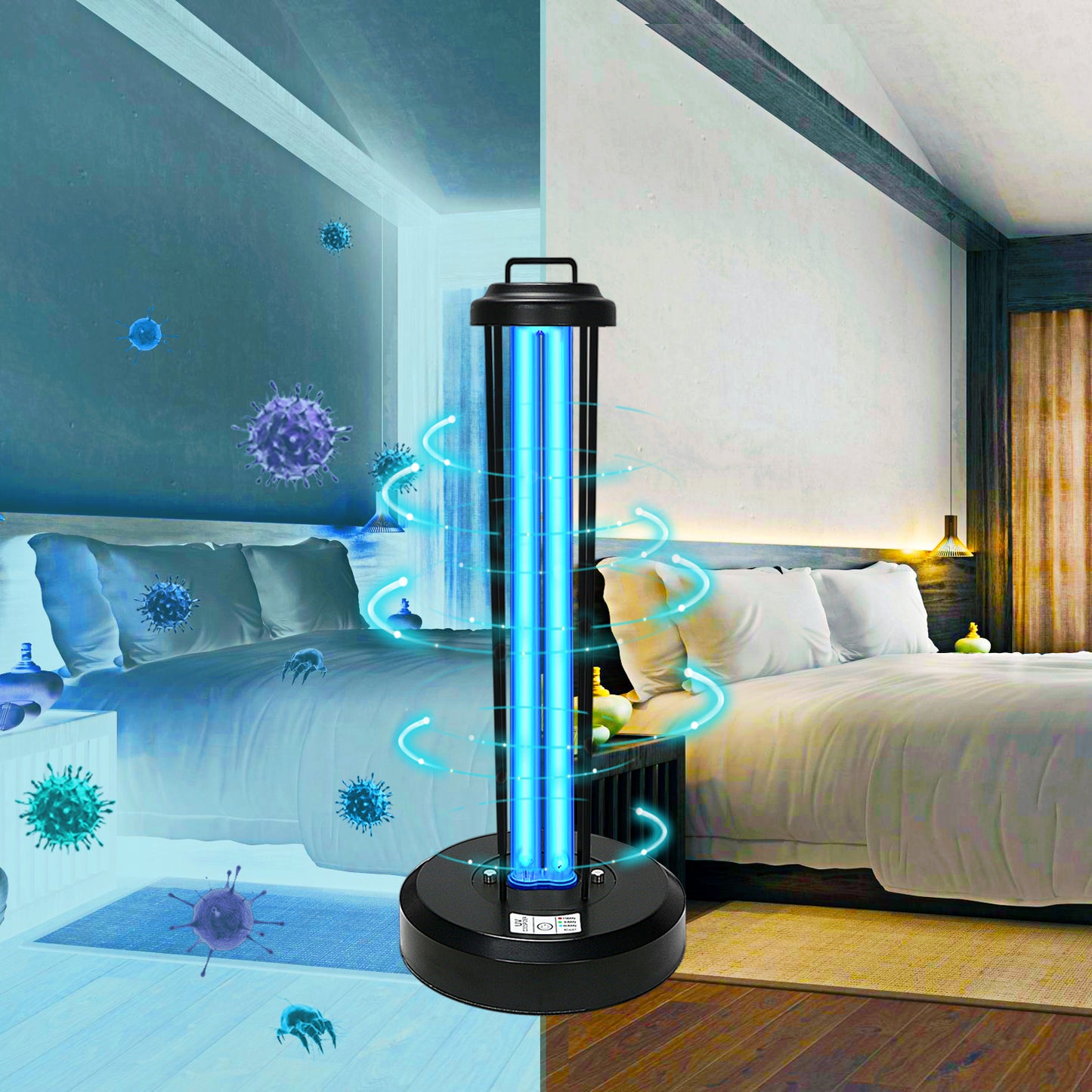 COOSPIDER UV Germicidal Light, Remote Control Timer 15/30/60 minutes 110V 38W Table Lamp, Kills Germs and Bacteria (Ozone-free CTUV-38) New Arrival
