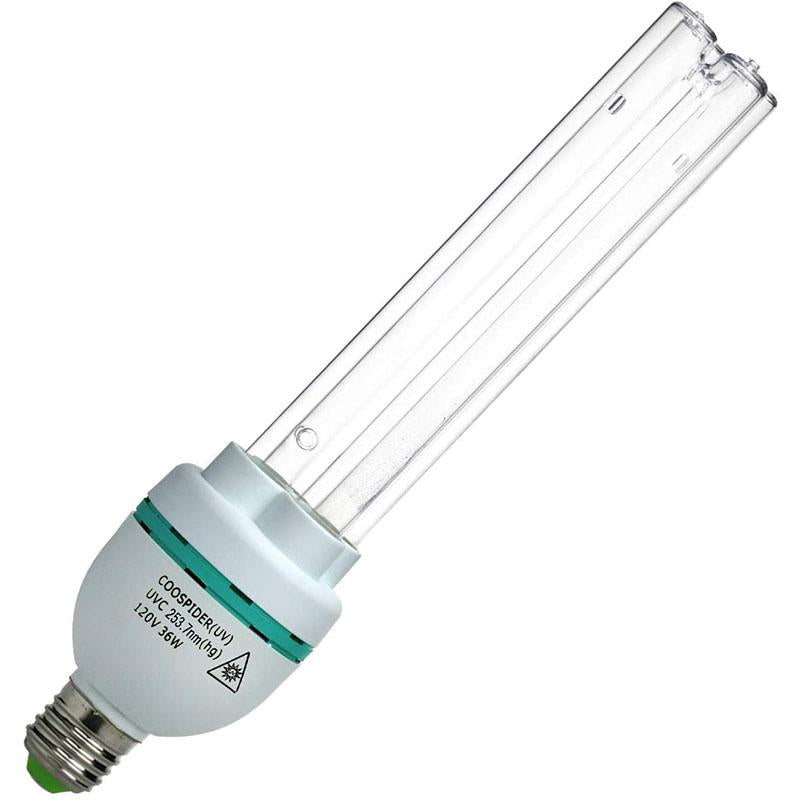 UVC Germicidal Bulb 36W E26 Screw Socket 120V, Sterilization rate 99.99% Used for Kill Germ (Replace Bulb/Ozone-free CTUV-36) Coospider