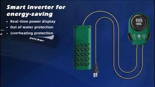 800W Smart Aquarium Heater Submersible with Variable Frequency Energy Savings, Dual Probes for Leavi