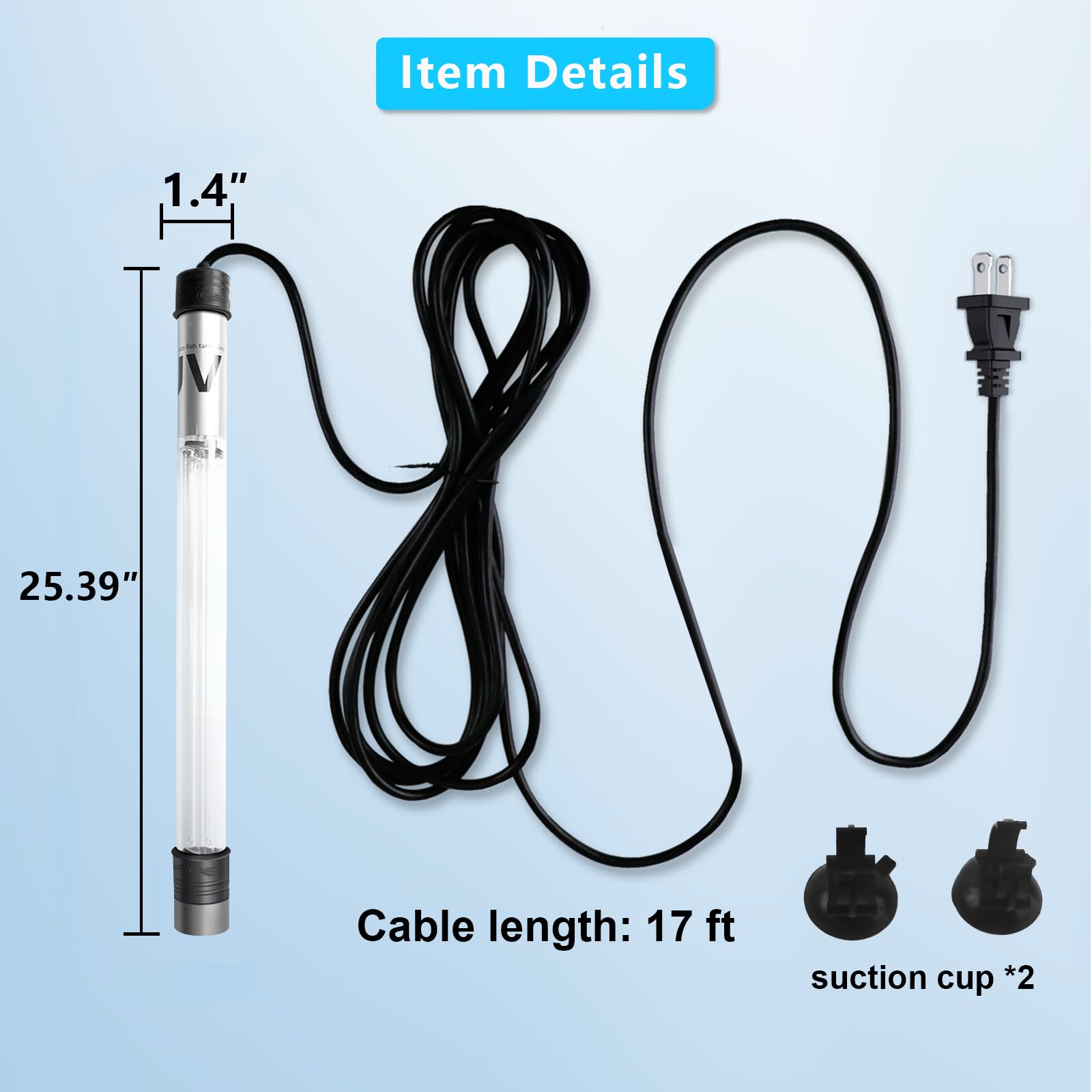 100W Aquarium UV Light for 1000-10000 Gallon, UV Pond Water Clarifier for Koi Pond, Swimming Pool, Spa, Large Fish Tank, Cold Plunge UV Light for Pond Algae Control