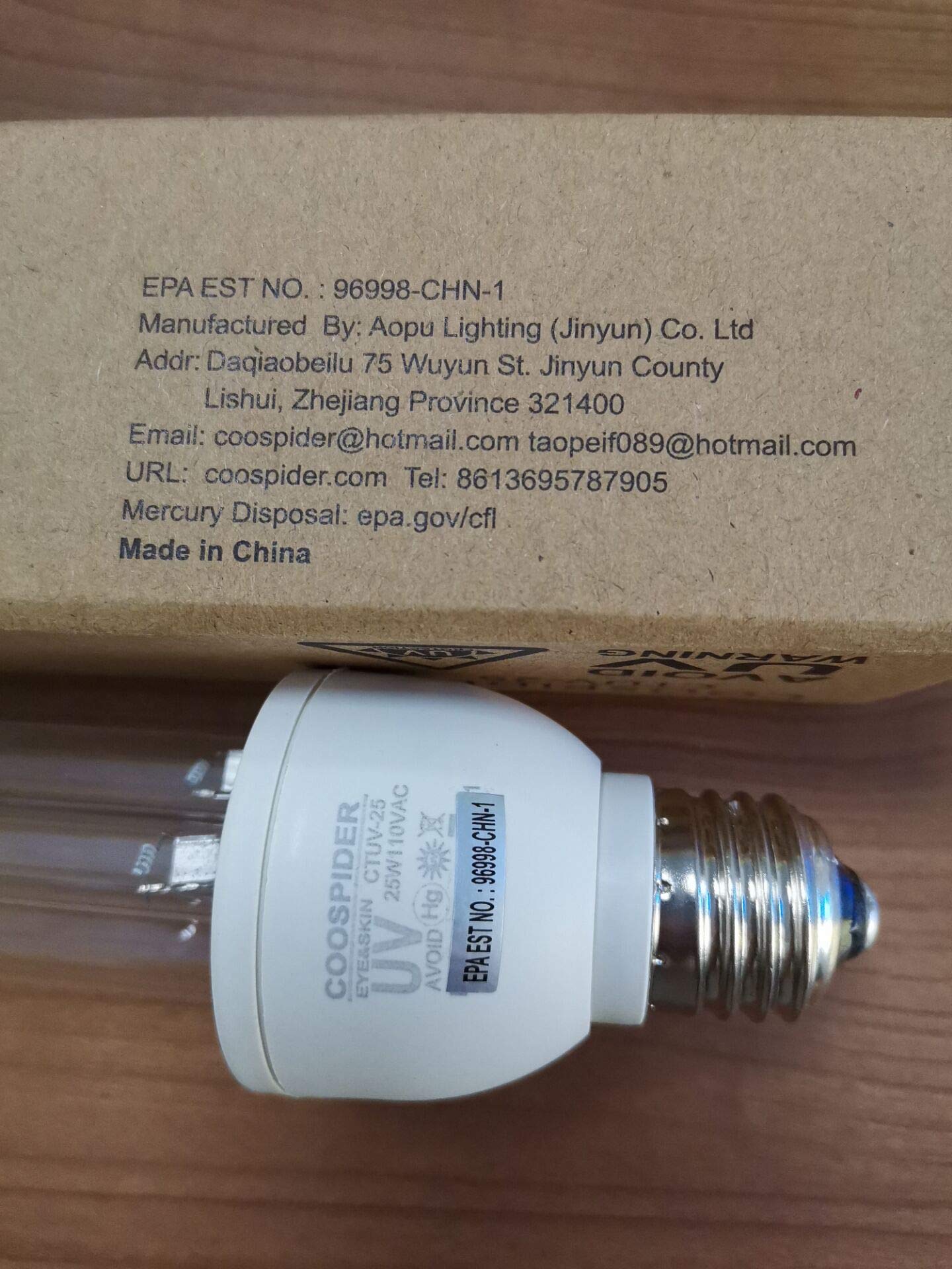 2-PACK Quartz UVC with Ozone 110V 25W E26 UV Portable Germicidal CFL Lamp Bulb for Kill Dust Mites, Covers up to 400sq.ft (CTUV-25)