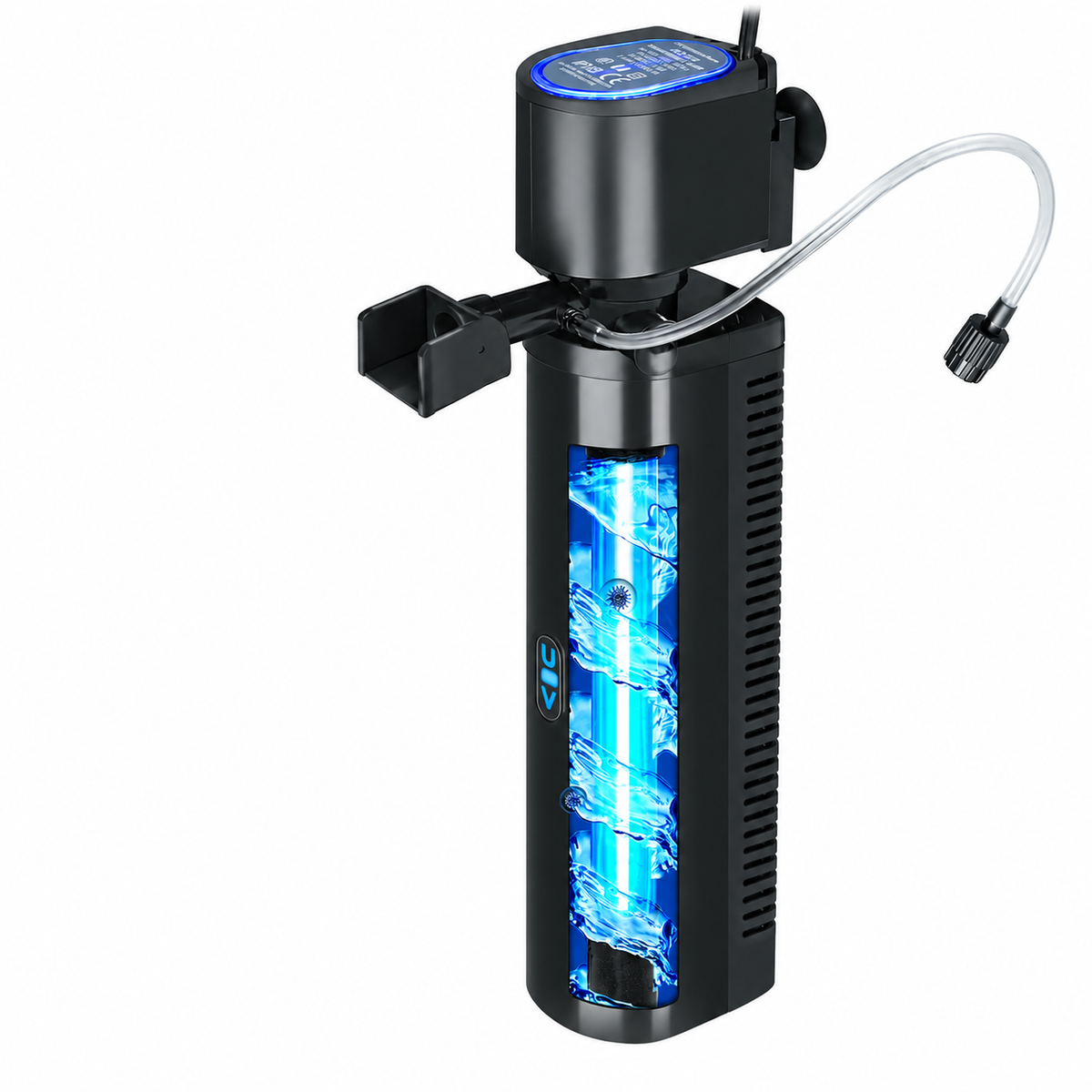 200GPH Aquarium Filter, U-V for Aquarium for 20-75 Gal Tank, Submersible Pump Filter for Green Water and Algae Clean, Ultra-Silent Green Killing Machine with Fish Tank Deodorization